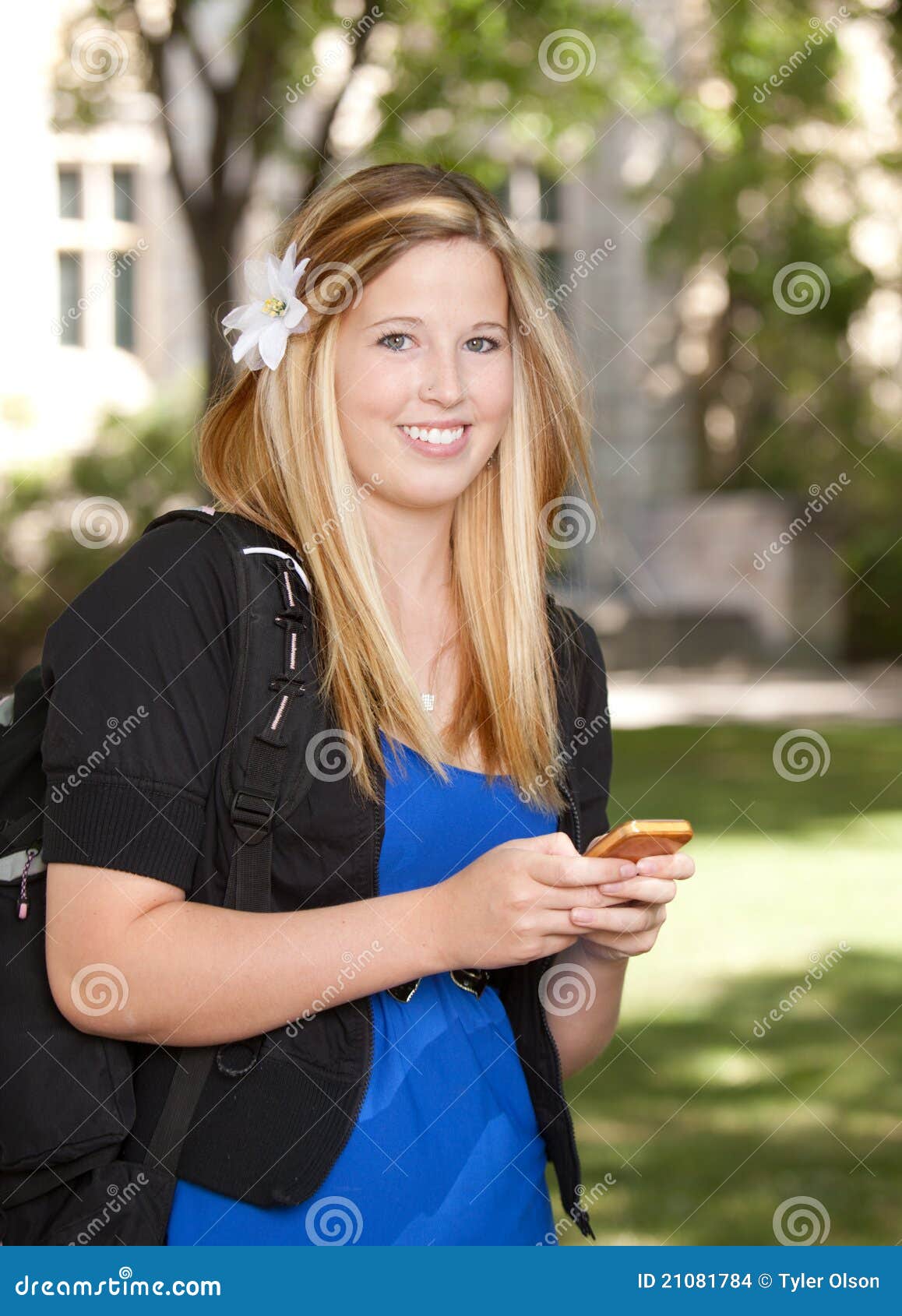 College Girl With Phone Stock Images Image 21081784