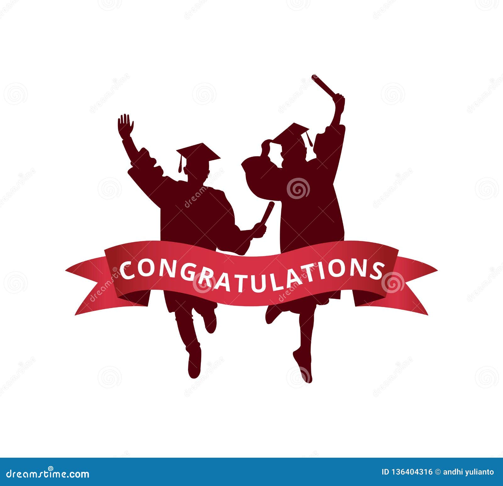 Download College Happy Graduation Jumping Silhouette With Ribbon Banner Vector Design Illustration Stock ...