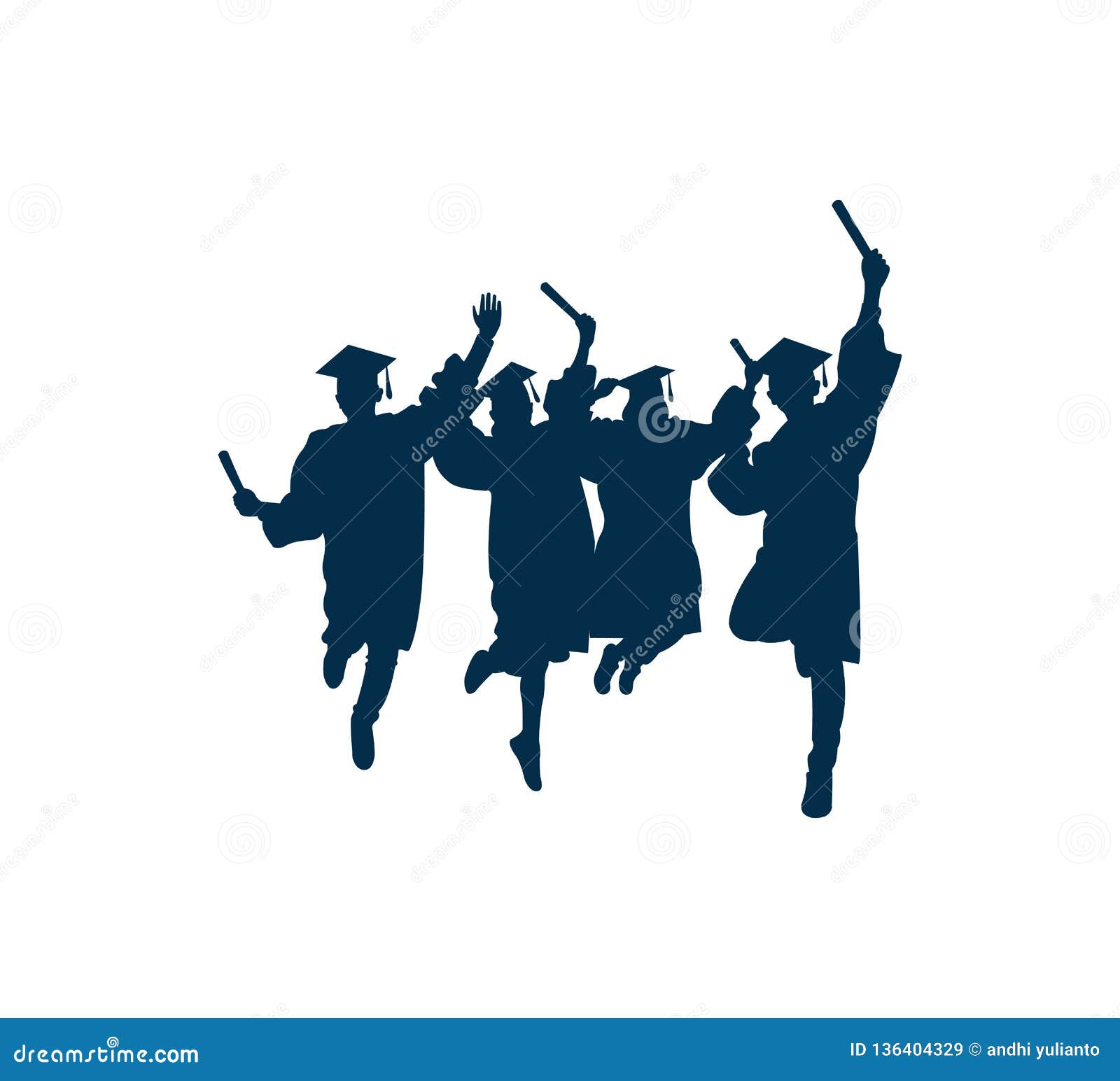 Download College Happy Graduation Jumping Silhouette Vector Design Illustration Stock Illustration ...