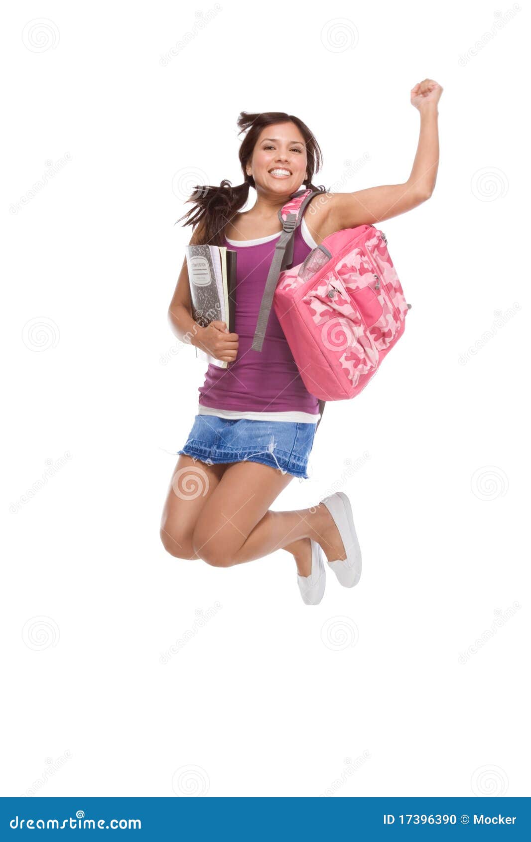 Cute Latin Girl Carrying Her School Backpack Stock Photo 
