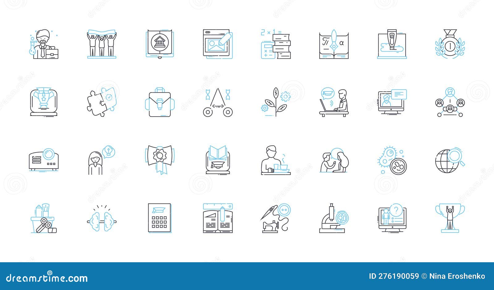 college learning linear icons set. education, learning, classroom, lecture, exams, homework, assignments line  and