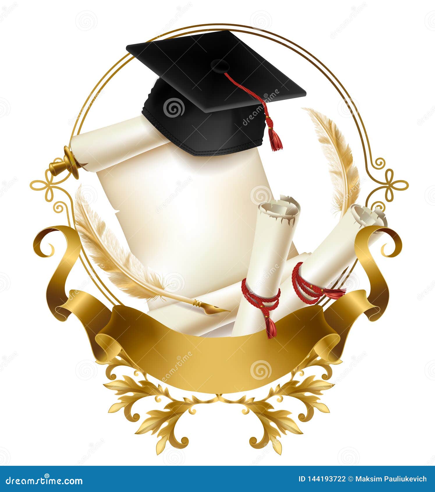 Graduation Diploma Or Certificate Realistic Vector Stock Vector