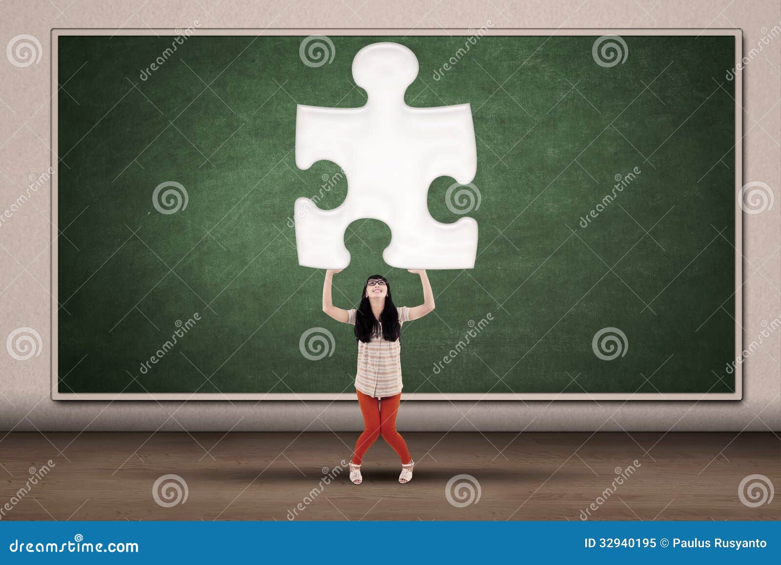 College Student Holding Piece of Puzzle Stock Illustration ...