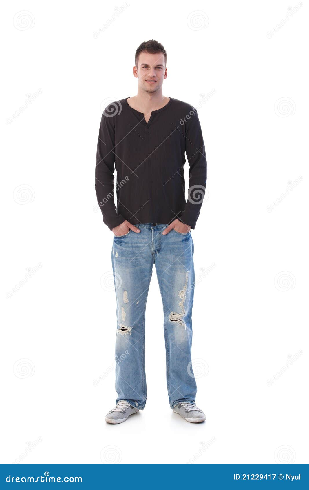 College Student in Jeans Smiling Stock Image - Image of happy, mood
