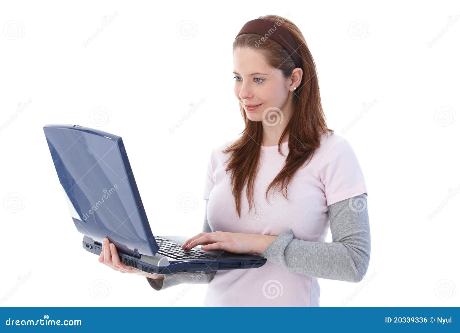 College Student Using Laptop Smiling Royalty Free Stock Image - Image: 20339336