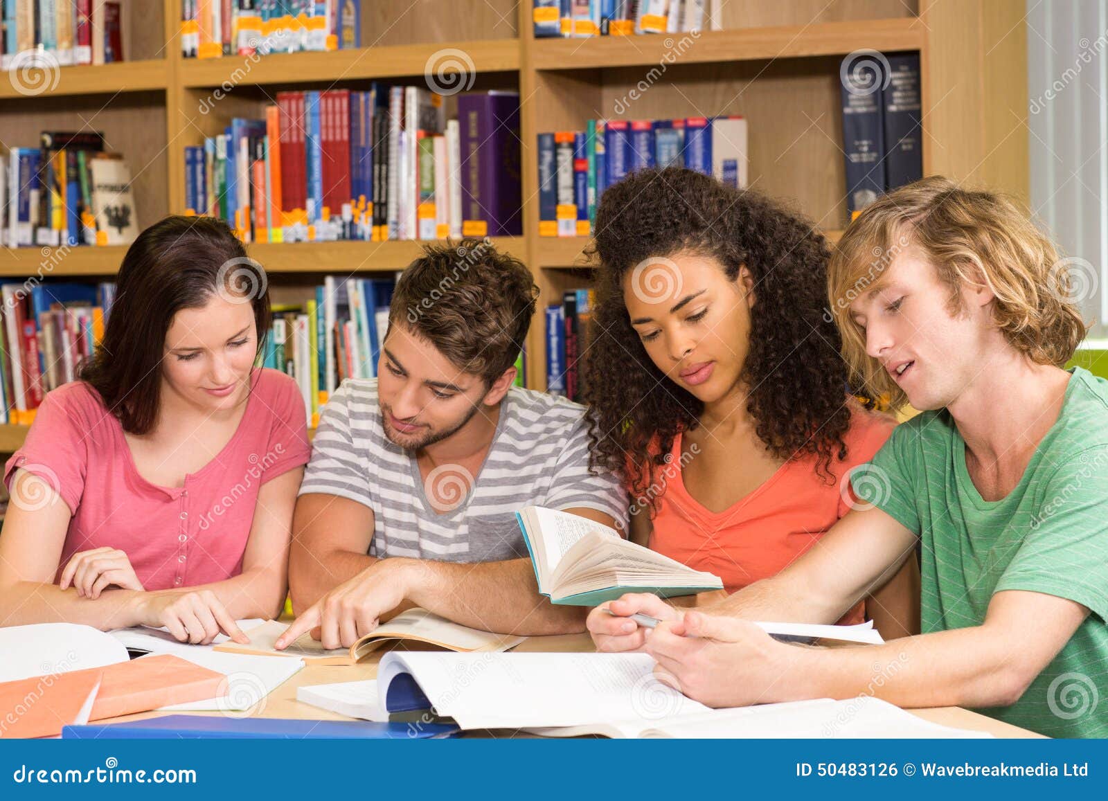 doing homework in the library