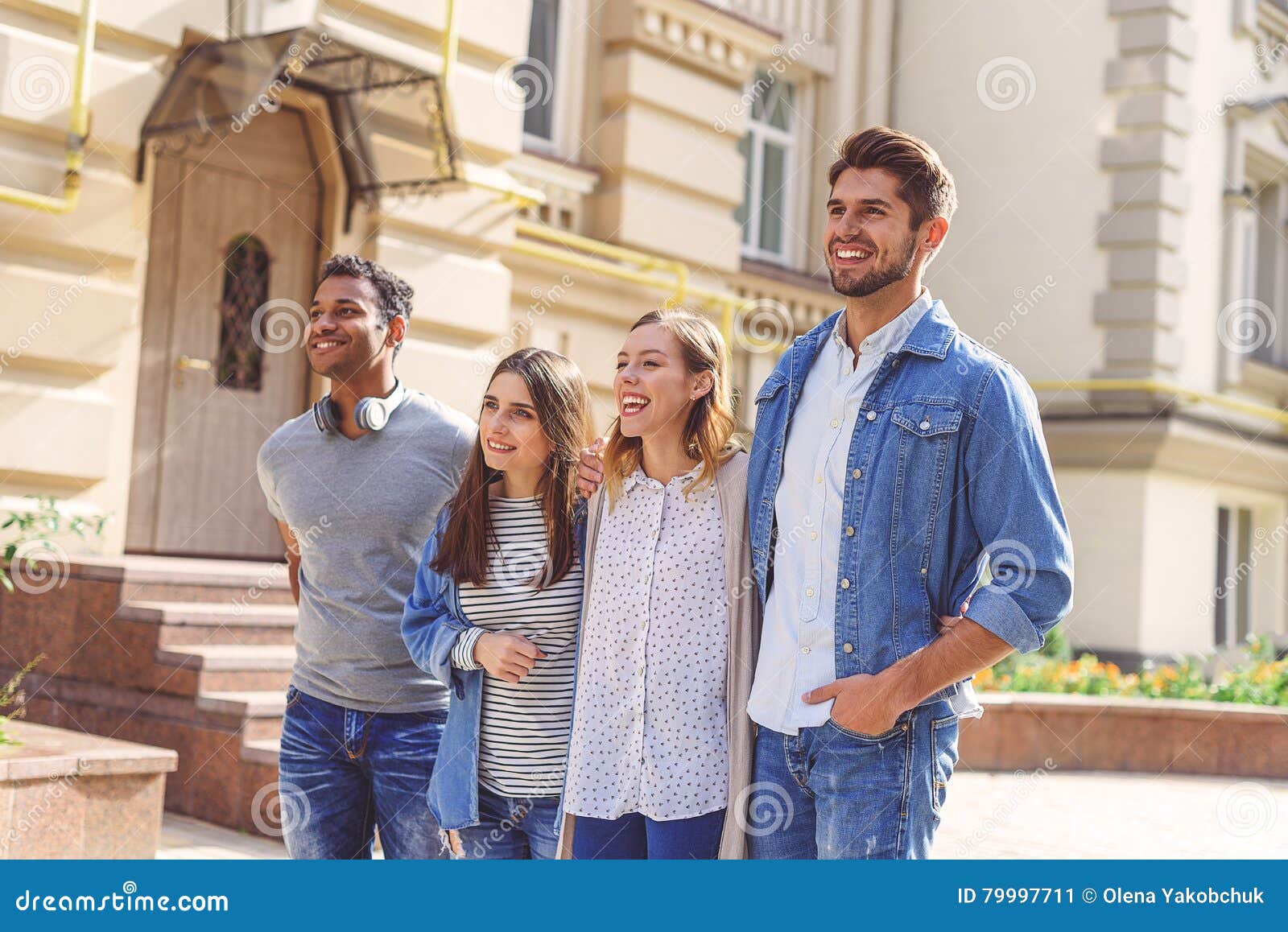 College Students Hanging Out On Campus Stock Image - Image of bond