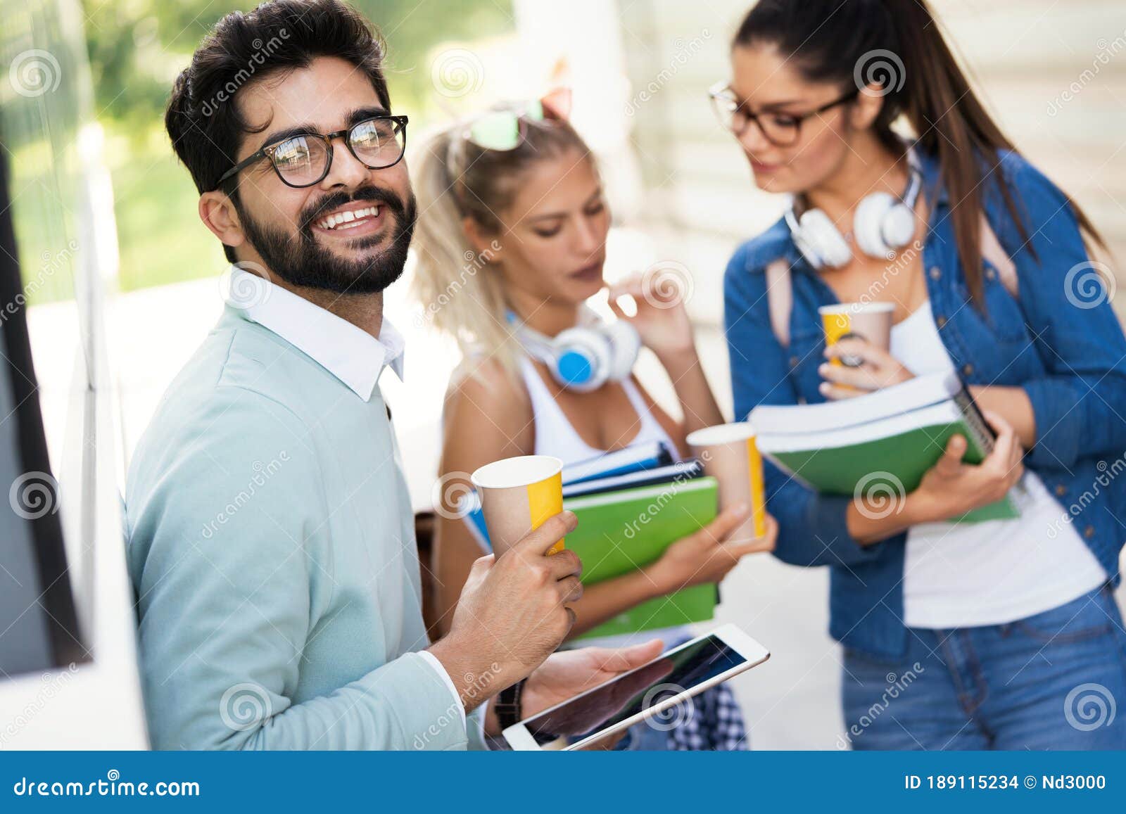 College Students Studying on University Campus Outdoor Stock Photo ...