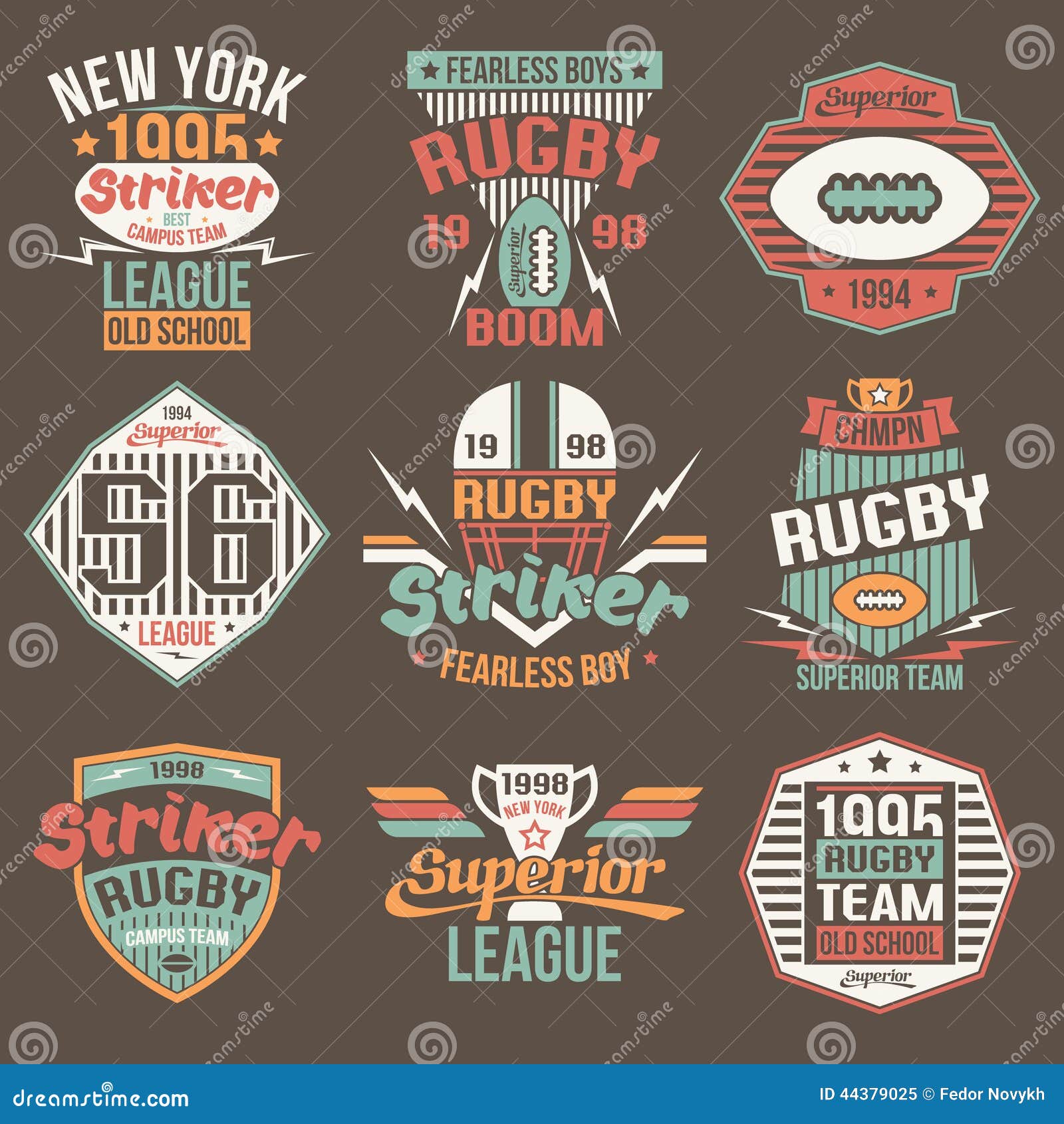 College Team American Football Retro Vintage Emblems Stock Vector ...