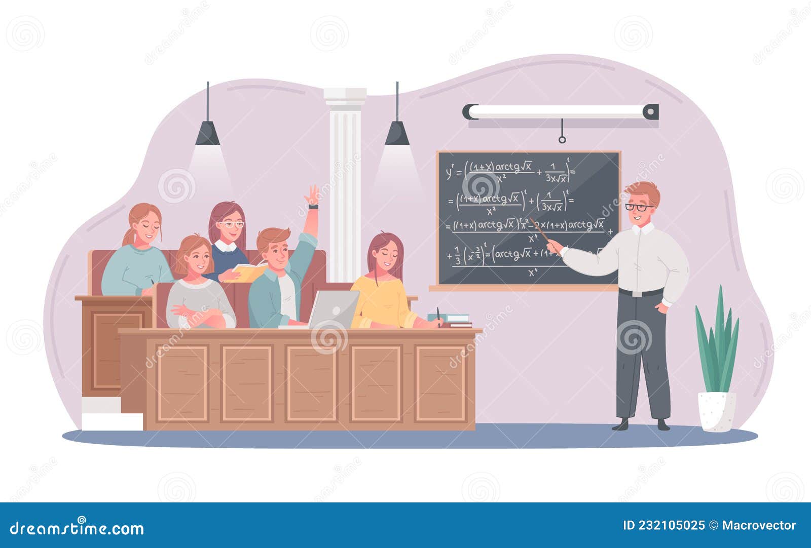 College University Cartoon Composition Stock Vector - Illustration of  studying, inside: 232105025