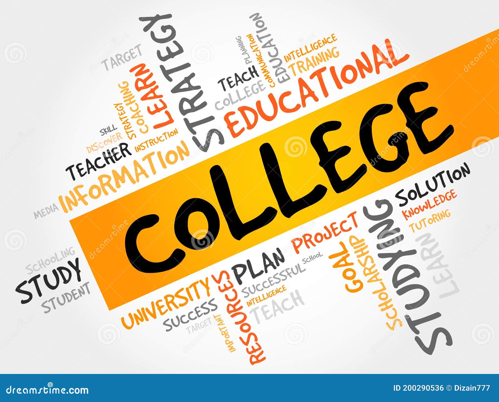 COLLEGE word cloud stock illustration. Illustration of success - 200290536