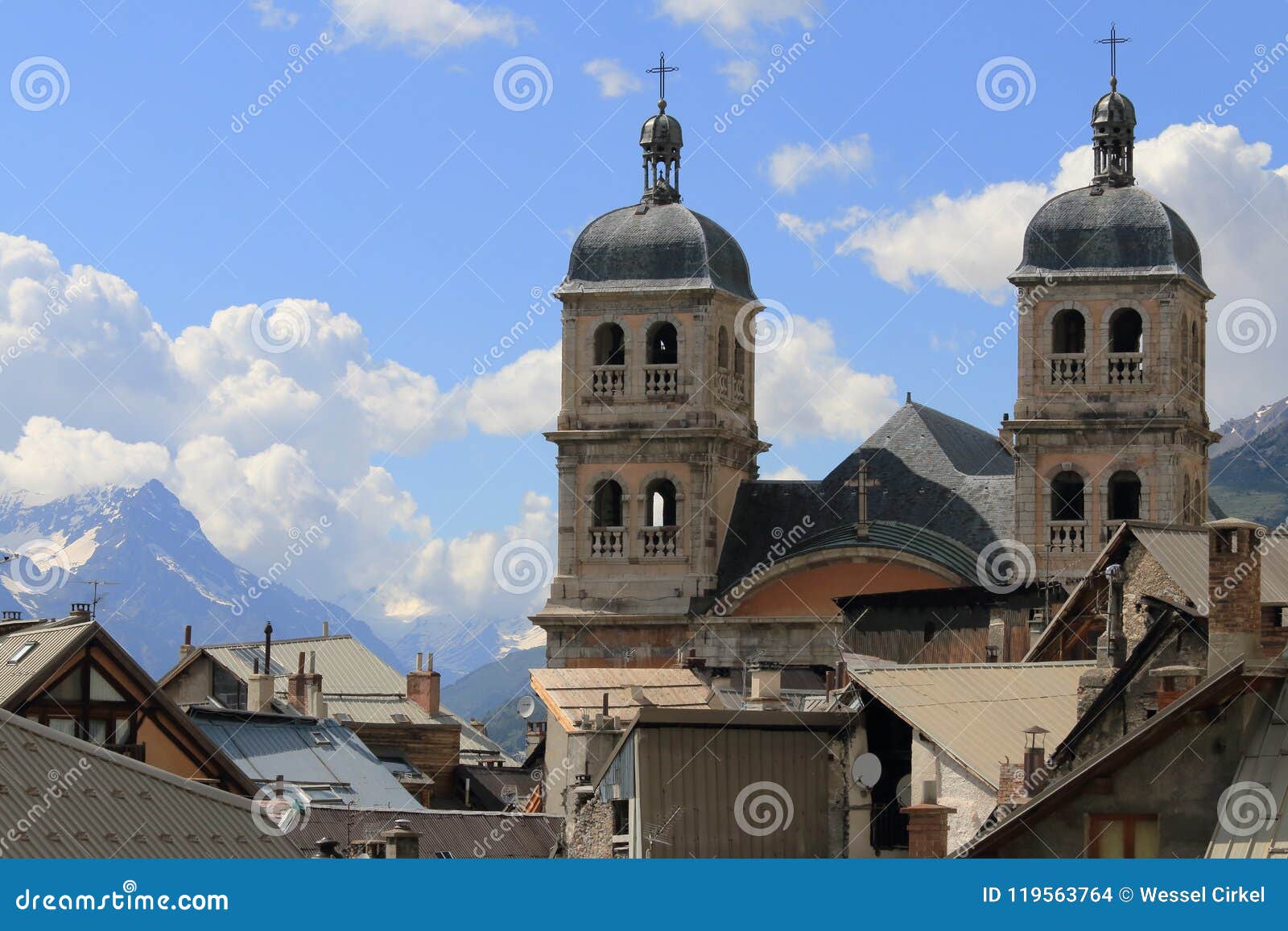 collegiate church towers of notre-dame-et-st-nicolas, briancon, france