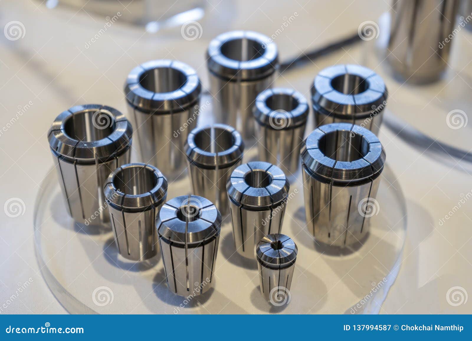 Collet Chuck Tool Collets Set Many Tye Cnc Machine Stock Image Image Of Factory Detail 