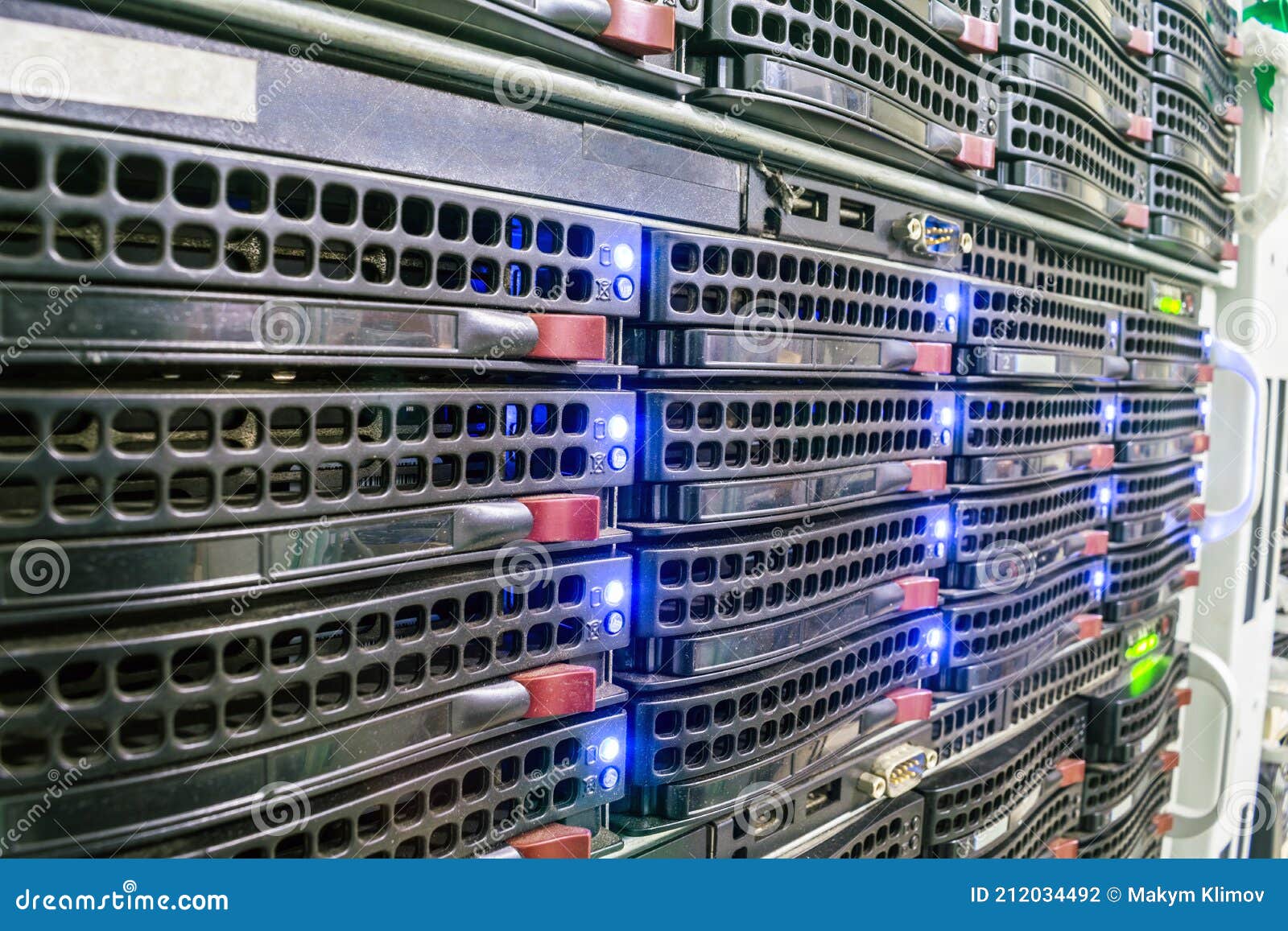 colocation space for several servers. hosted services are in the datacenter room.  modern computer equipment for information