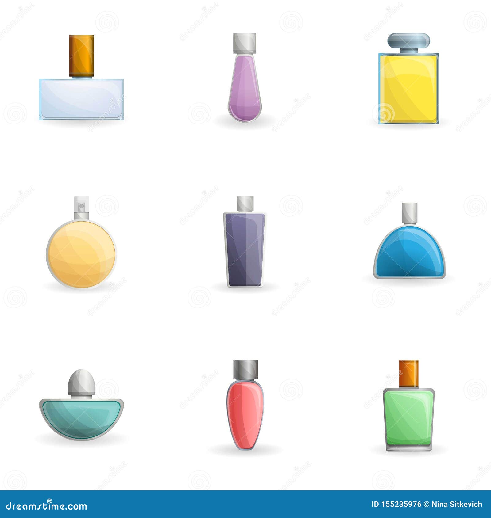 Cologne Bottle Icon Set, Cartoon Style Stock Vector - Illustration of ...