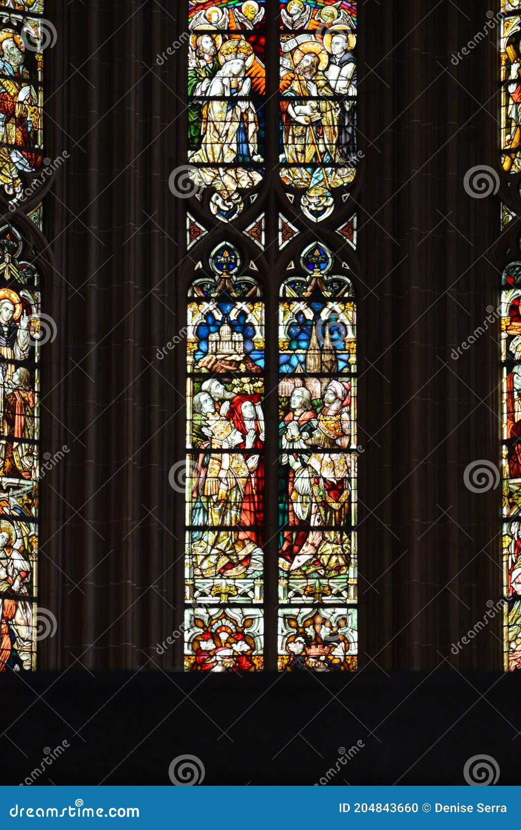 Cologne Cathedral Interior and Stained Glass Windows Stock Photo