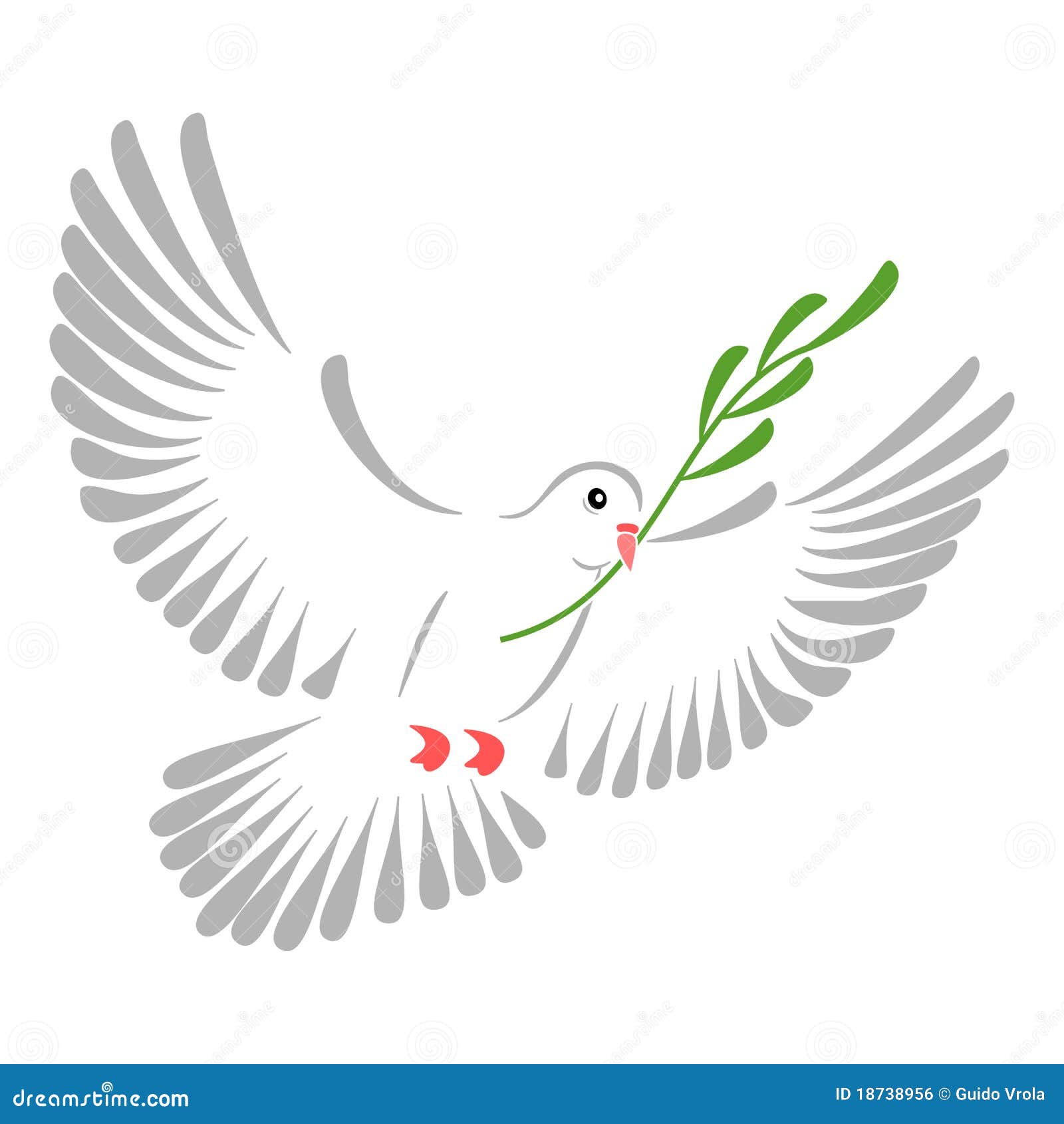 Colomba di bianco. Illustrazione di alta risoluzione di una colomba stilizzata di bianco.