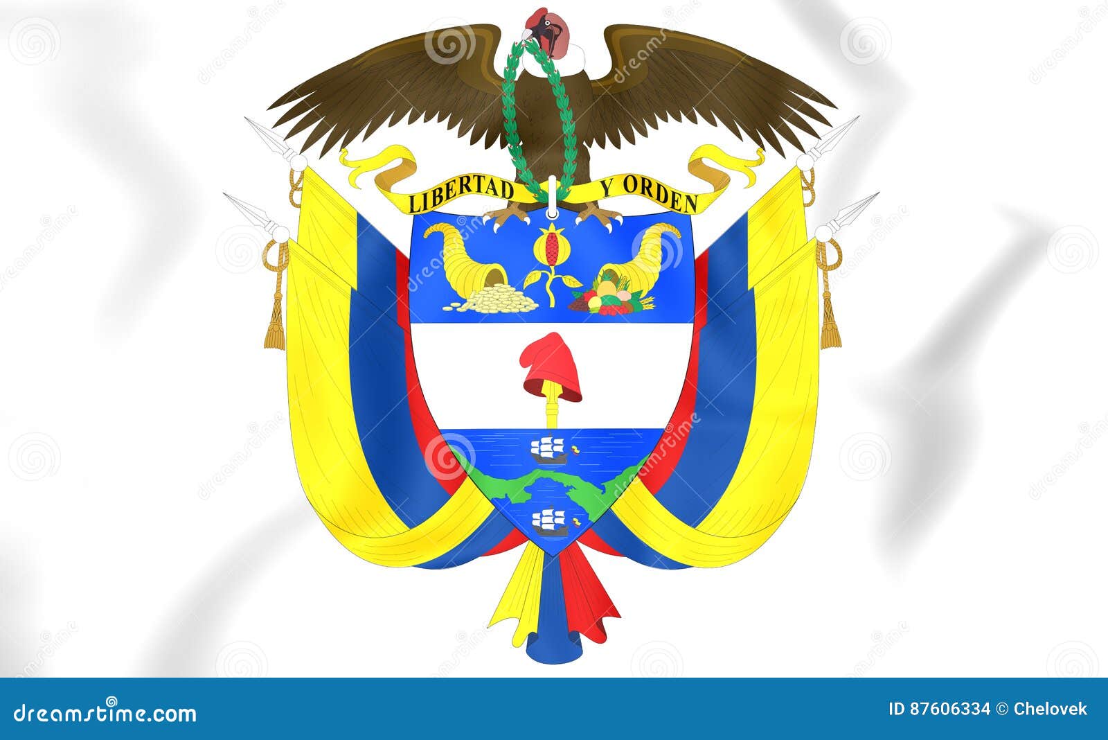 Download Colombia Coat of Arms stock illustration. Illustration of southern - 87606334