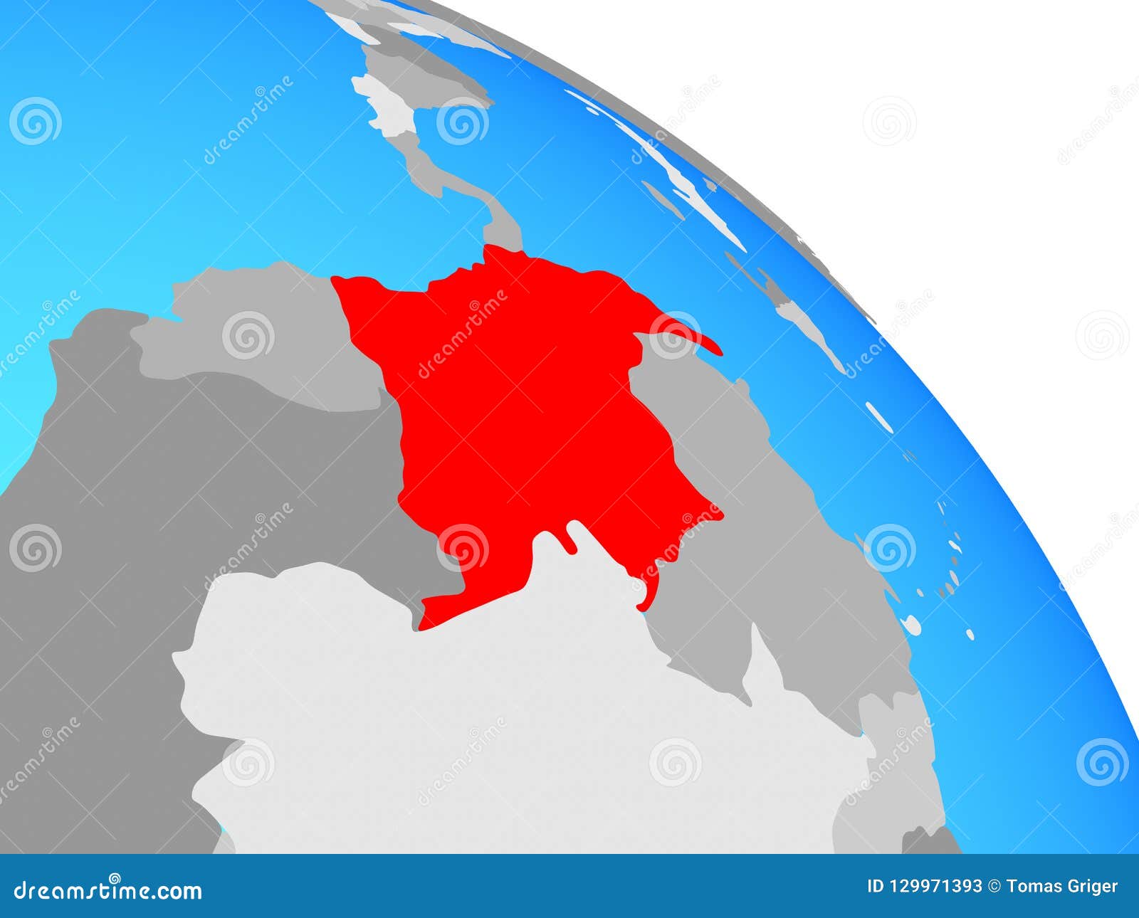 Colombia on globe stock illustration. Illustration of globe 129971393