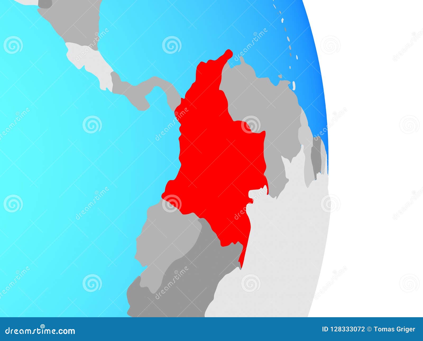 Colombia on globe stock illustration. Illustration of country 128333072
