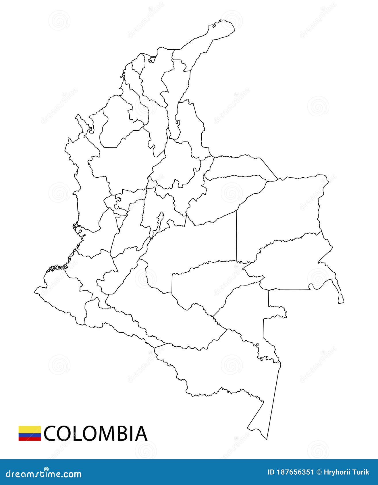 Colombia Map Black And White Detailed Outline Regions Of The Country