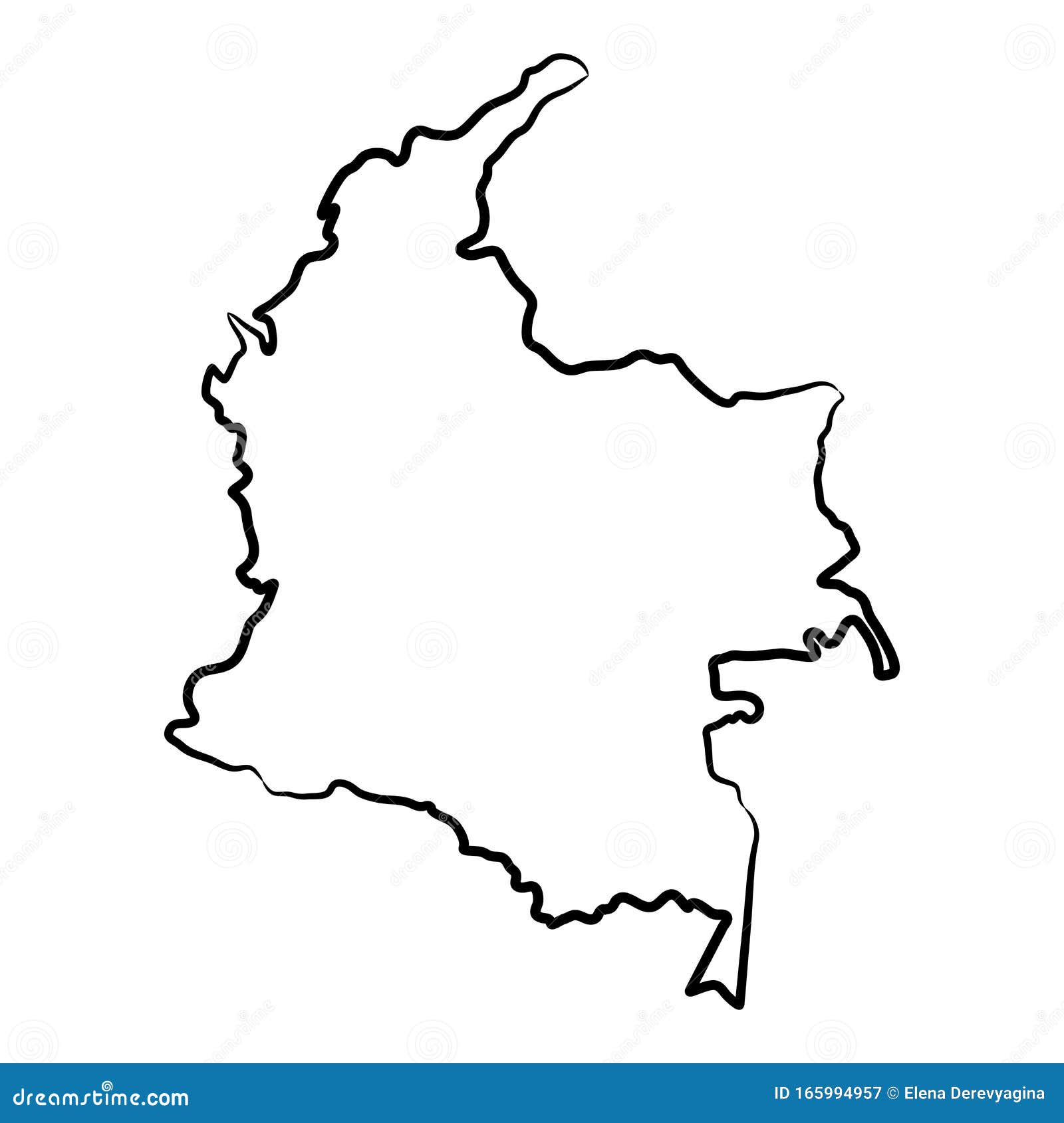 Colombia Map From The Contour Black Brush Lines Different Thickness On