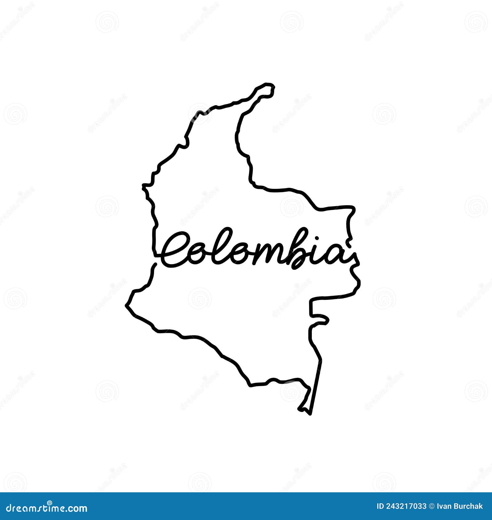 Colombia Outline Map Royalty Free Stock Photo 4360485