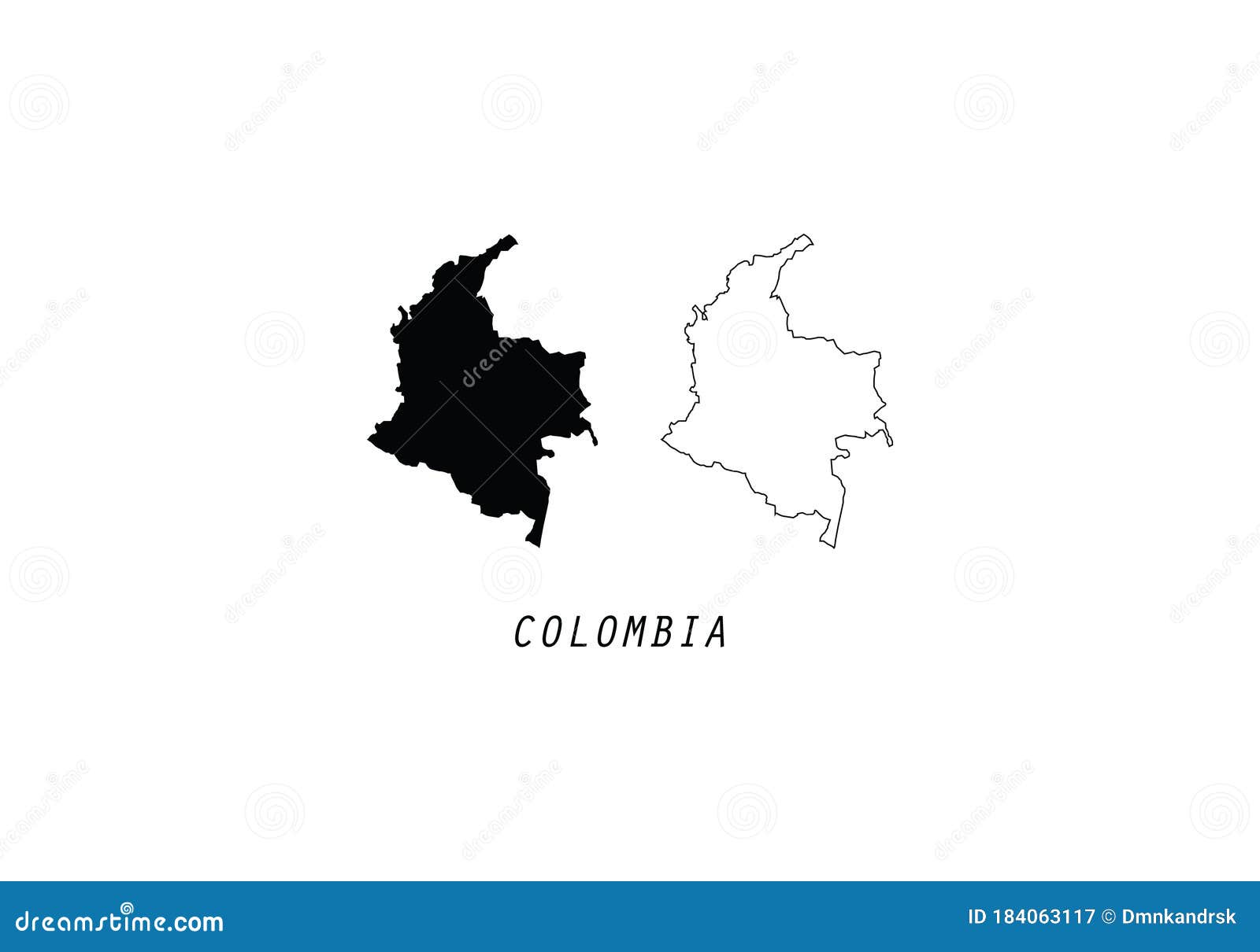 Colombia Outline Map National Borders Stock Vector Illustration Of