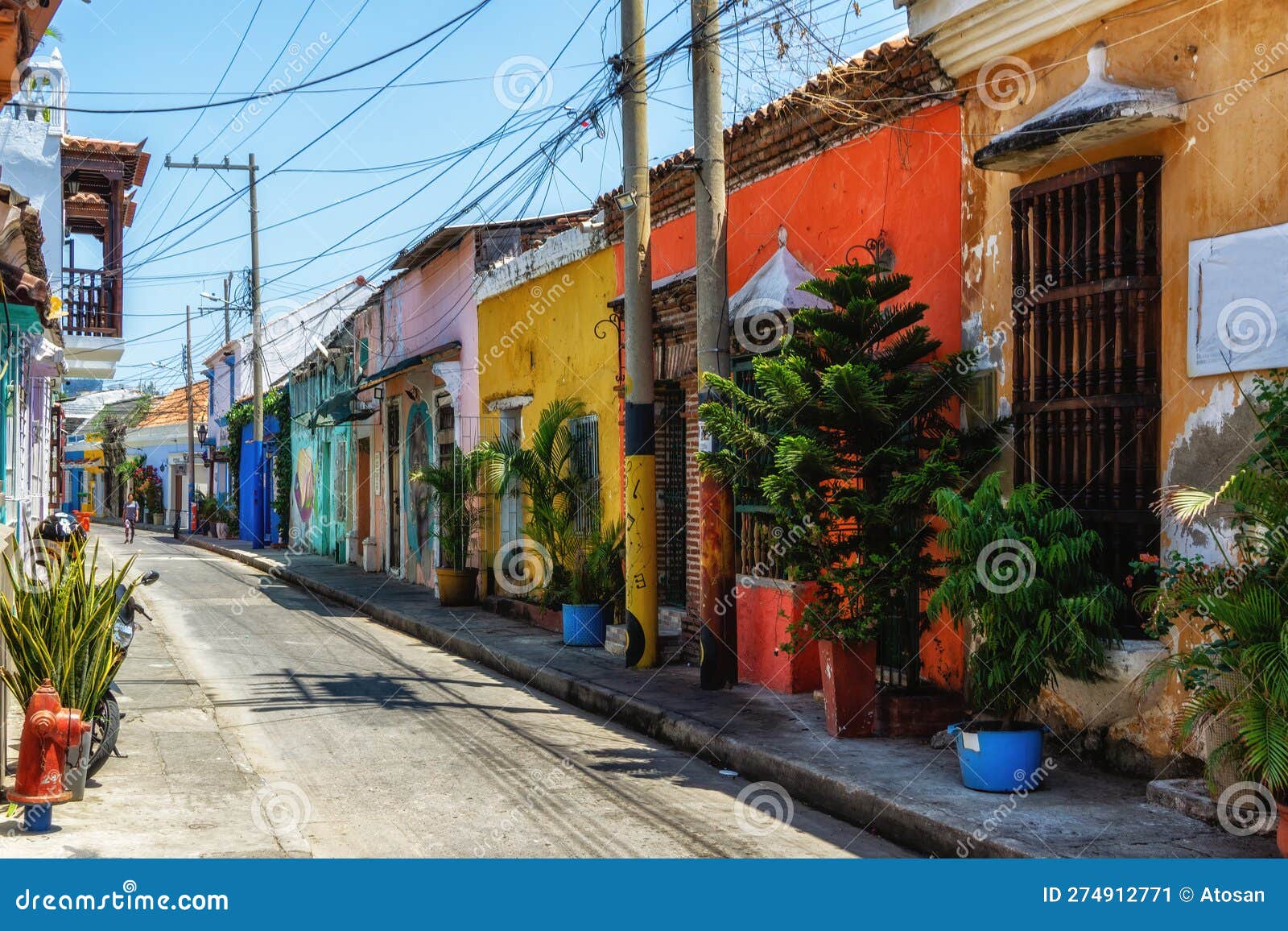 scenic colorful streets of cartagena in historic getsemani district
