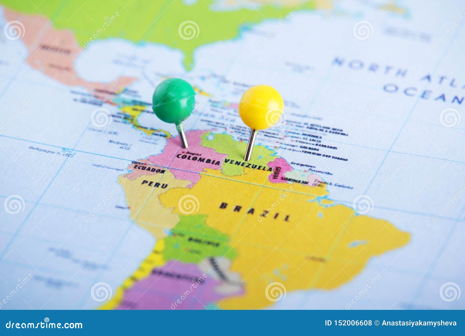 colombia and venezuela pinned at the map