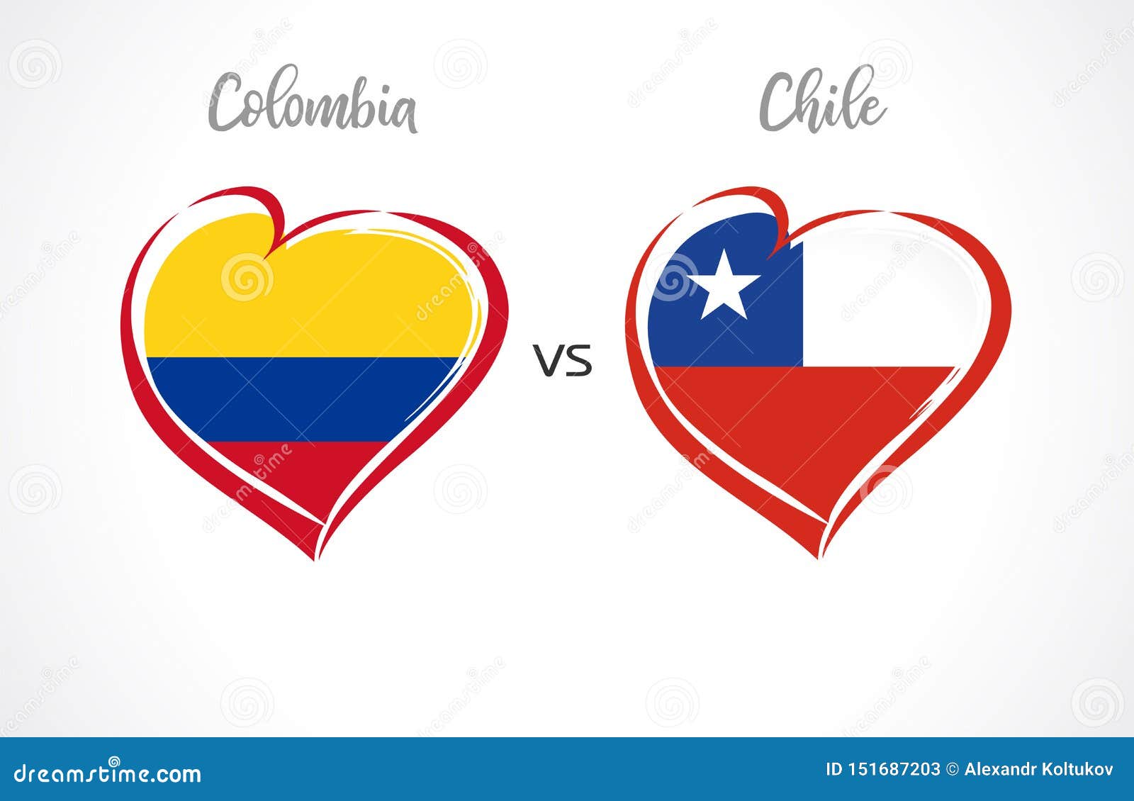 Colombia Vs Chile National Team Soccer Flags On White Background Stock Vector Illustration Of Holiday Chilean 151687203