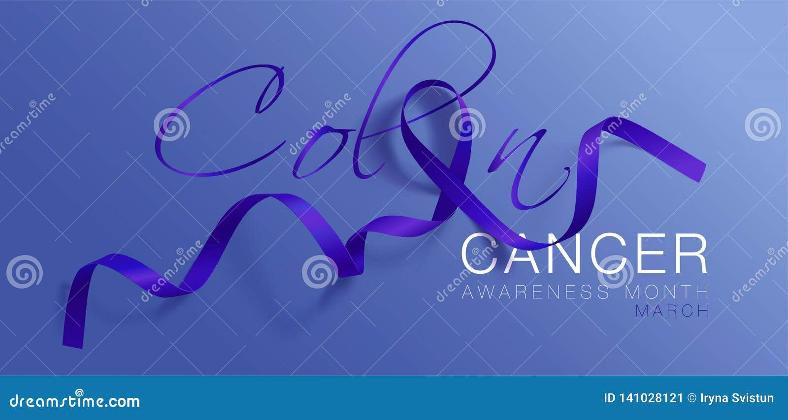 Colon Cancer Awareness Calligraphy Poster Design. Realistic Dark Blue ...