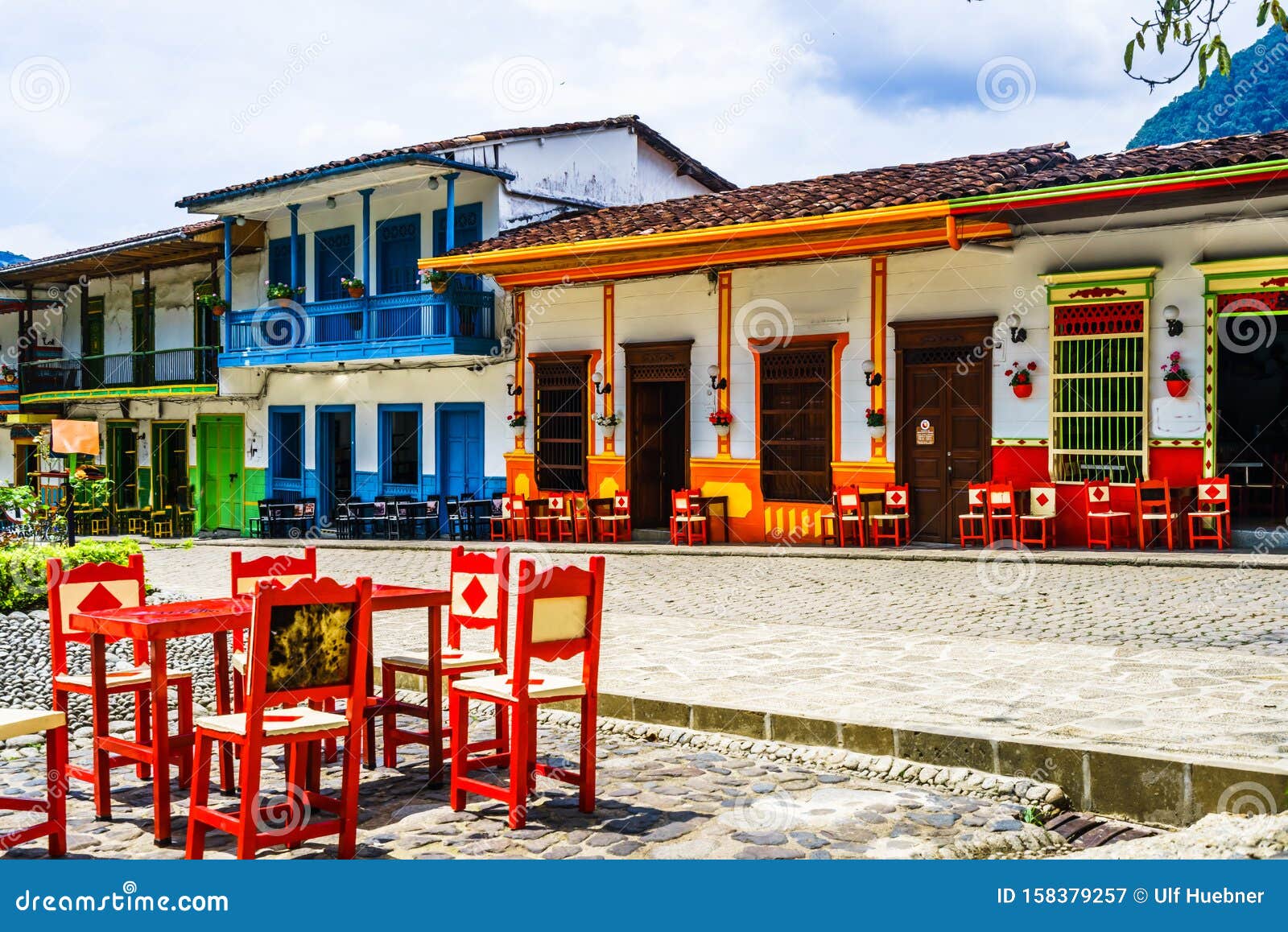 view on colonial architecture in the picturesque town of jardin, antioquia, colombia