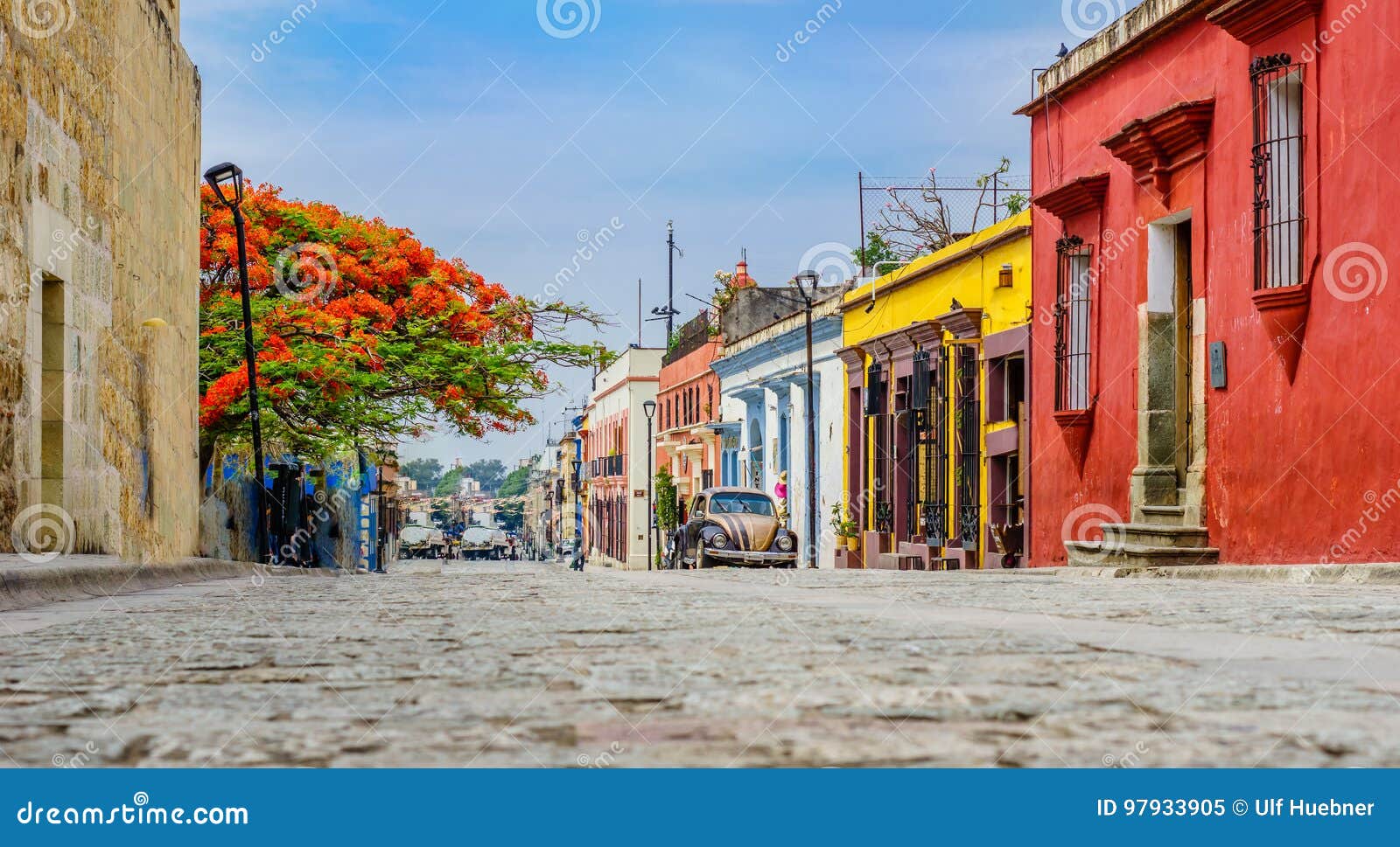 colonial buidlings in old town of oaxaca city in mexico