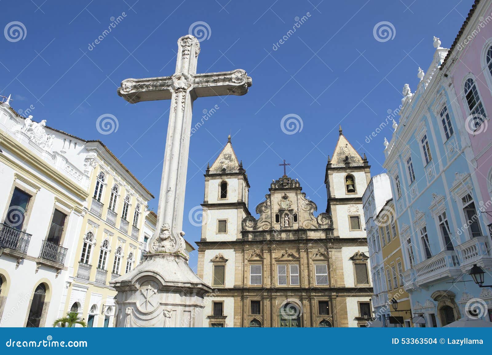 colonial christian cross in pelourinho salvador bahia brazil