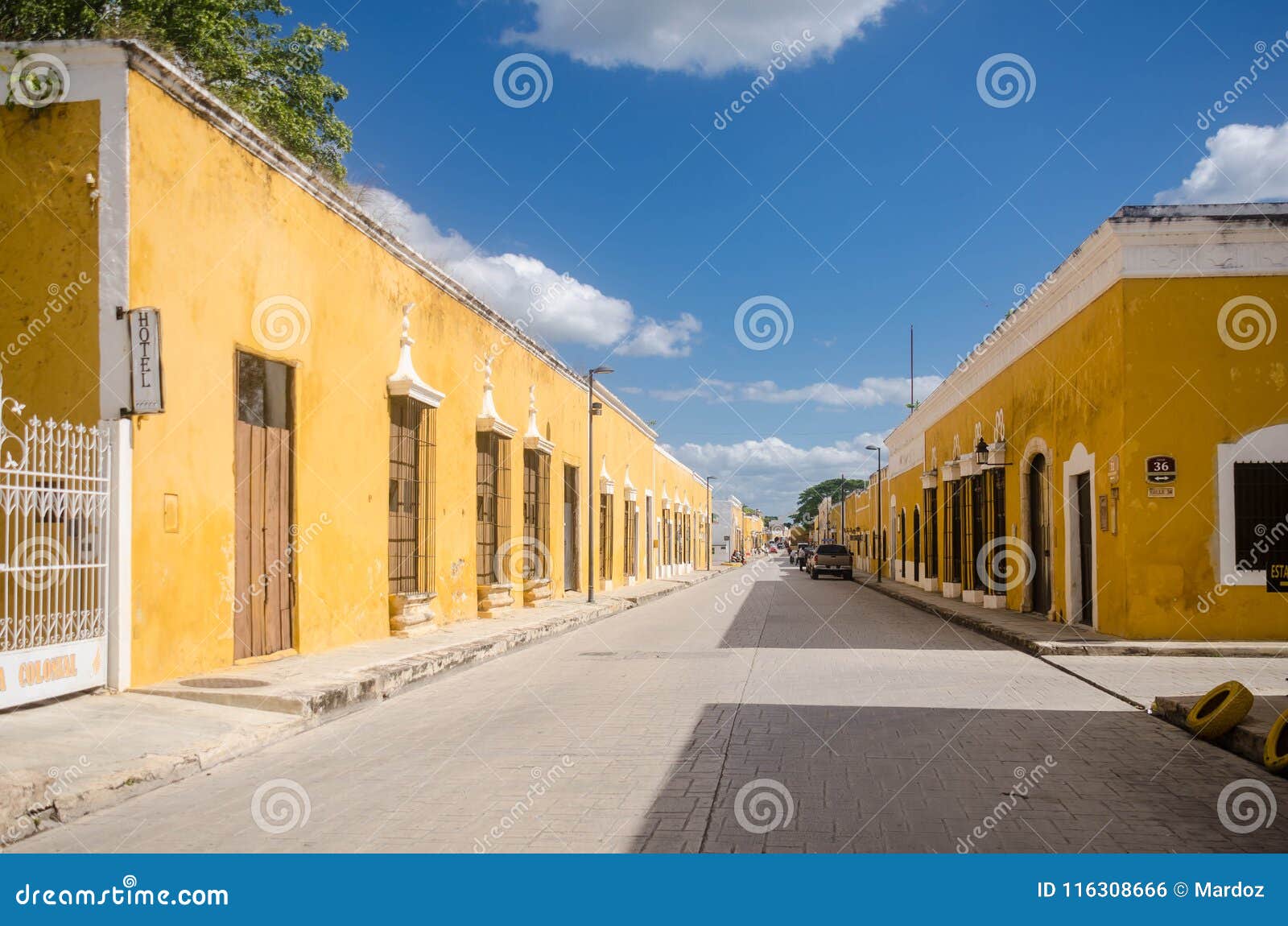 Colonial Street And Houses Of Izamal Magic Town At Mexico