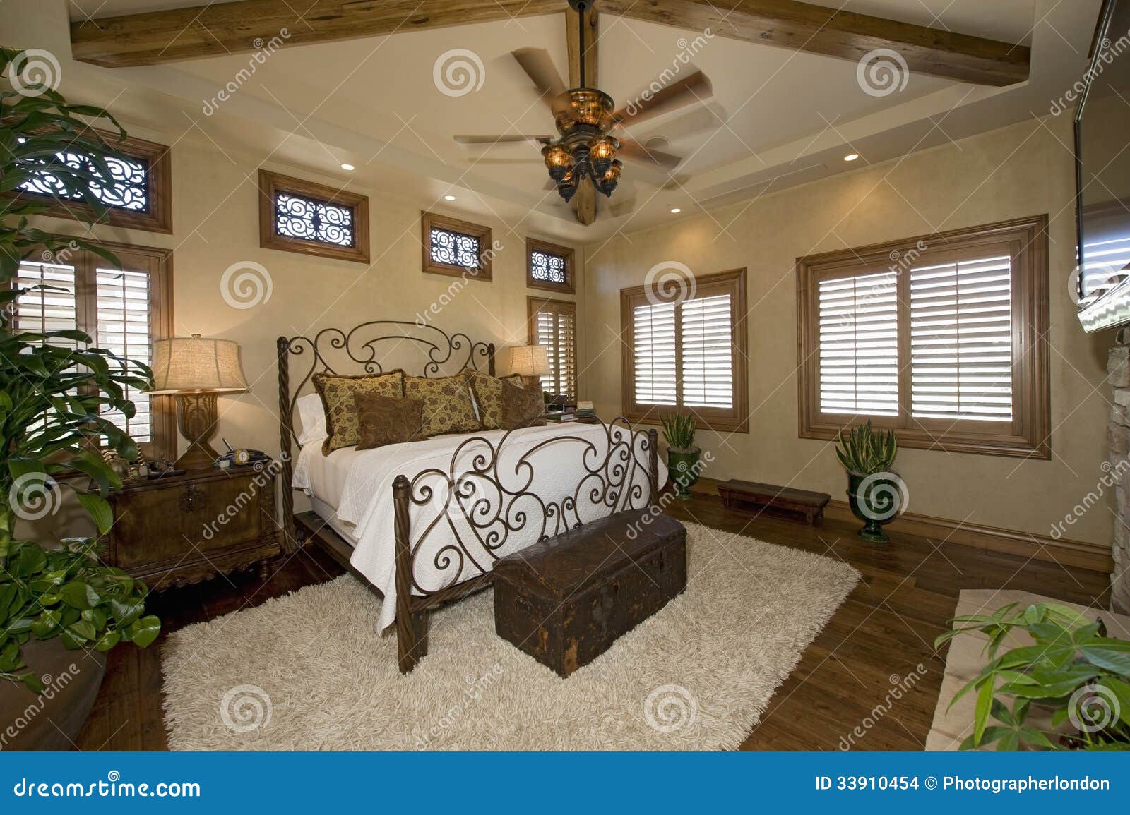 Colonial Style Bedroom stock photo. Image of illuminated 