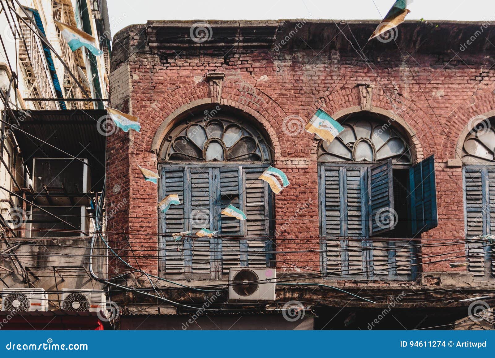 colonial style building facade in kolkata, india