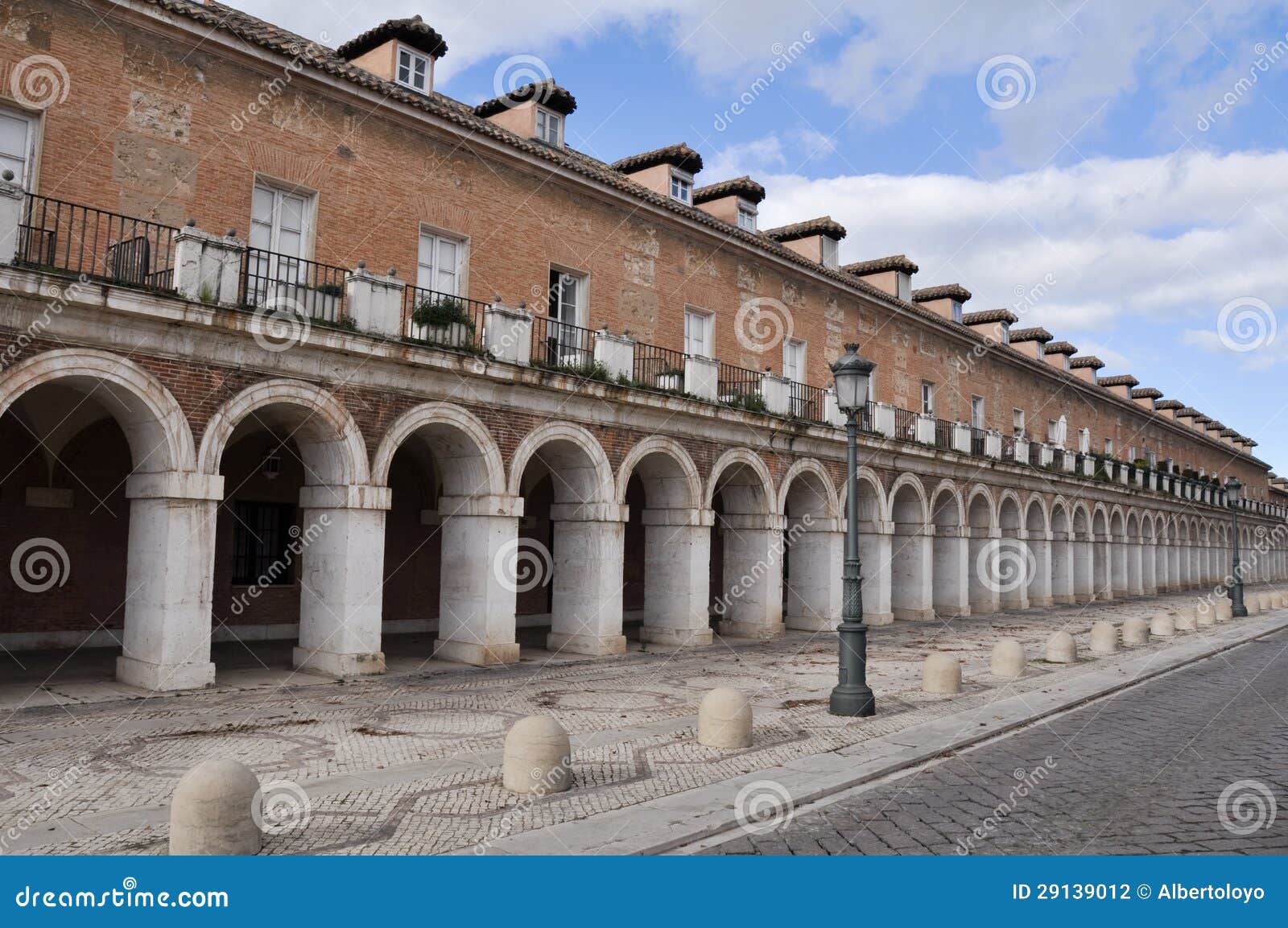 colonnade in casa de los oficios palace, aranjuez (spain)