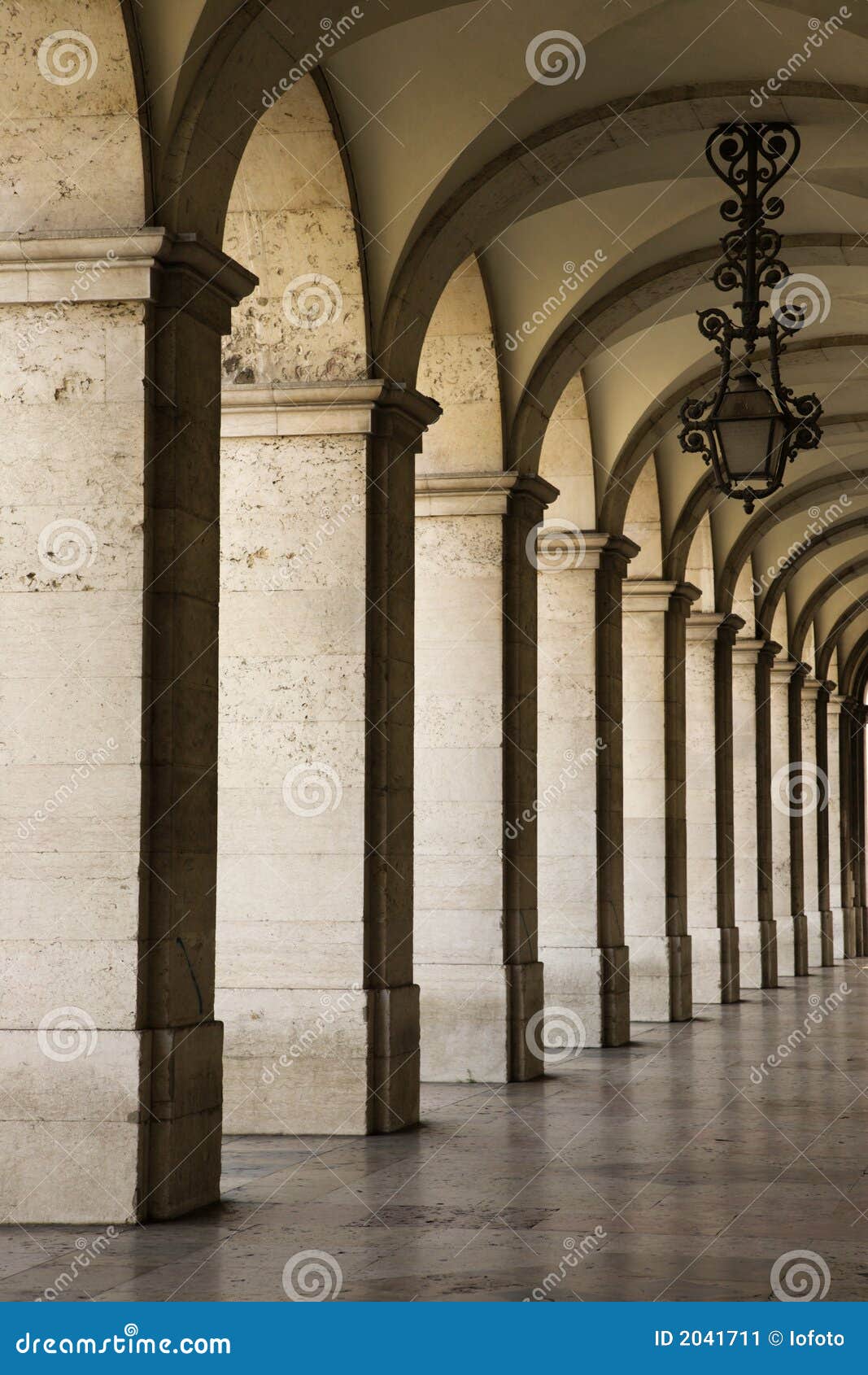 colonnade in lisbon, portugal.