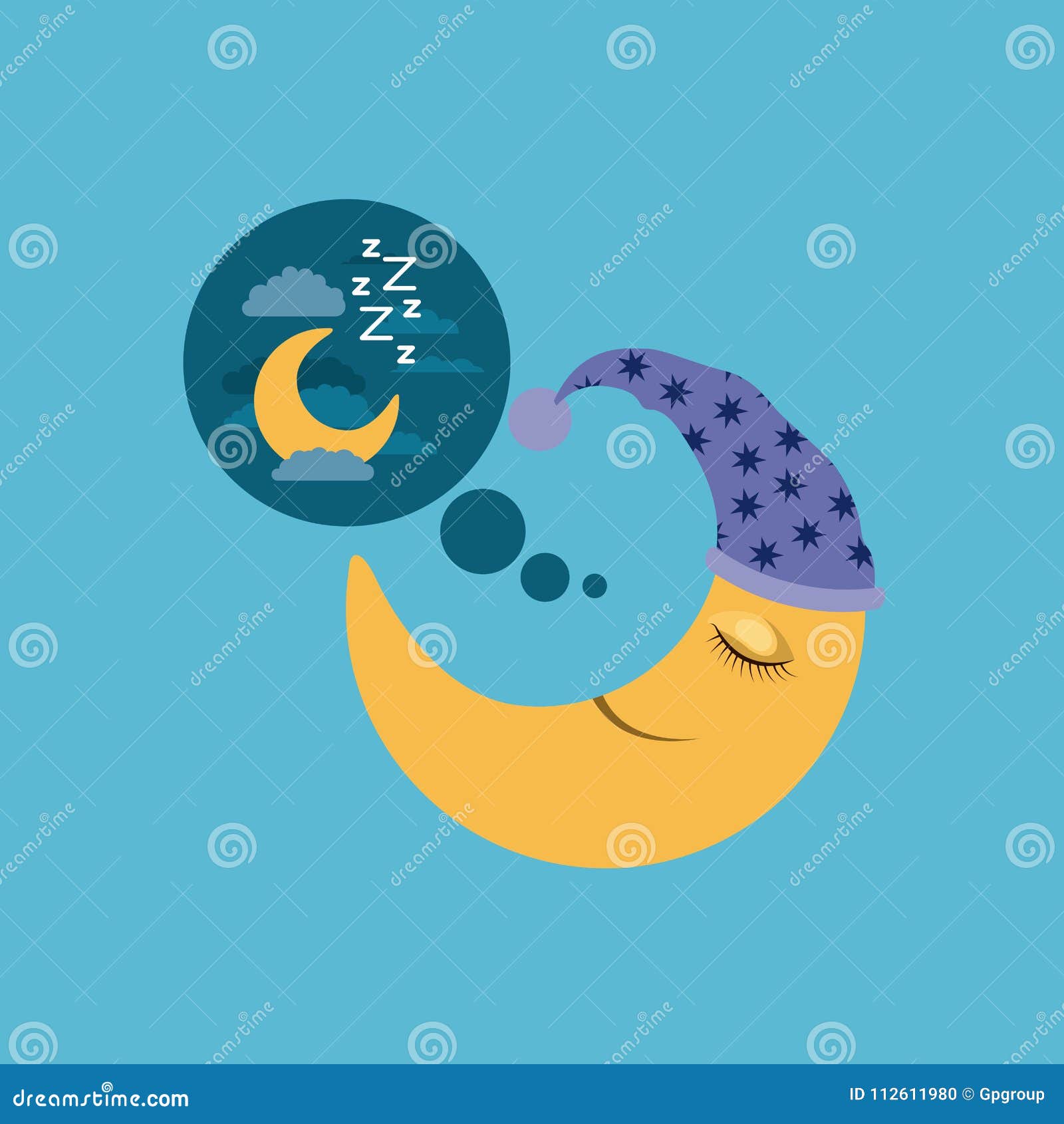 Color Background of Moon with Sleeping Cap Dreaming with the Night ...