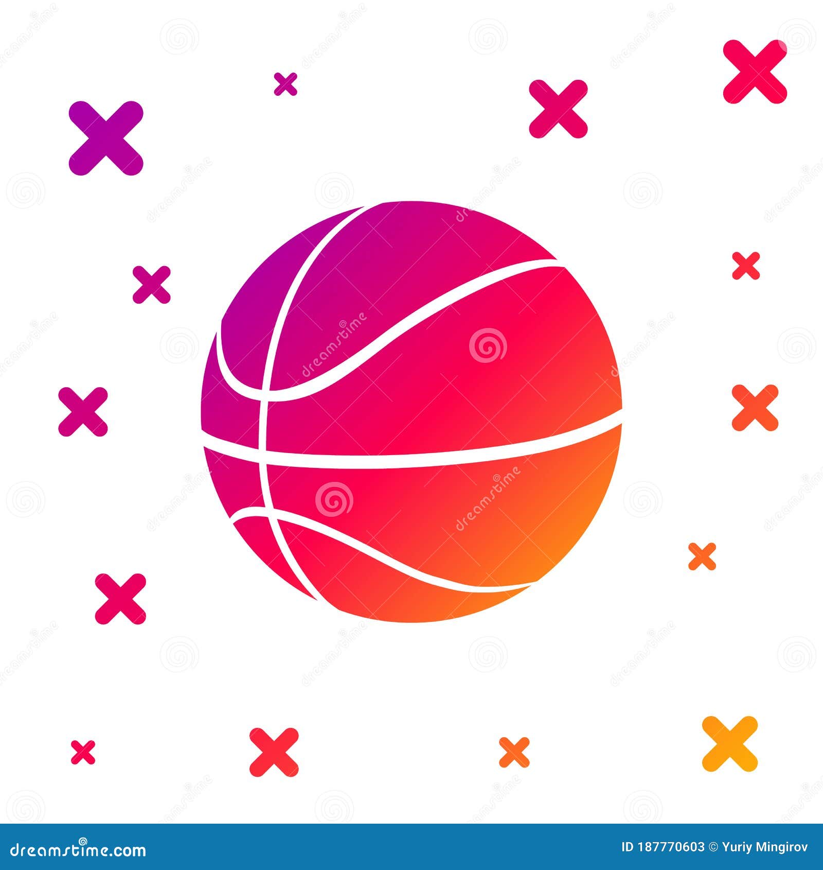 Basketball league logo with ball pink color sport Vector Image