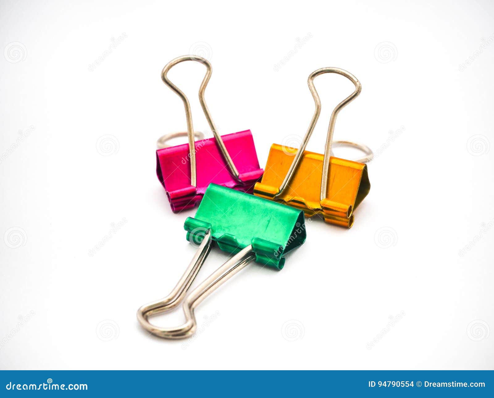 3 color binder clips stock photo. Image of green, clip 94790554