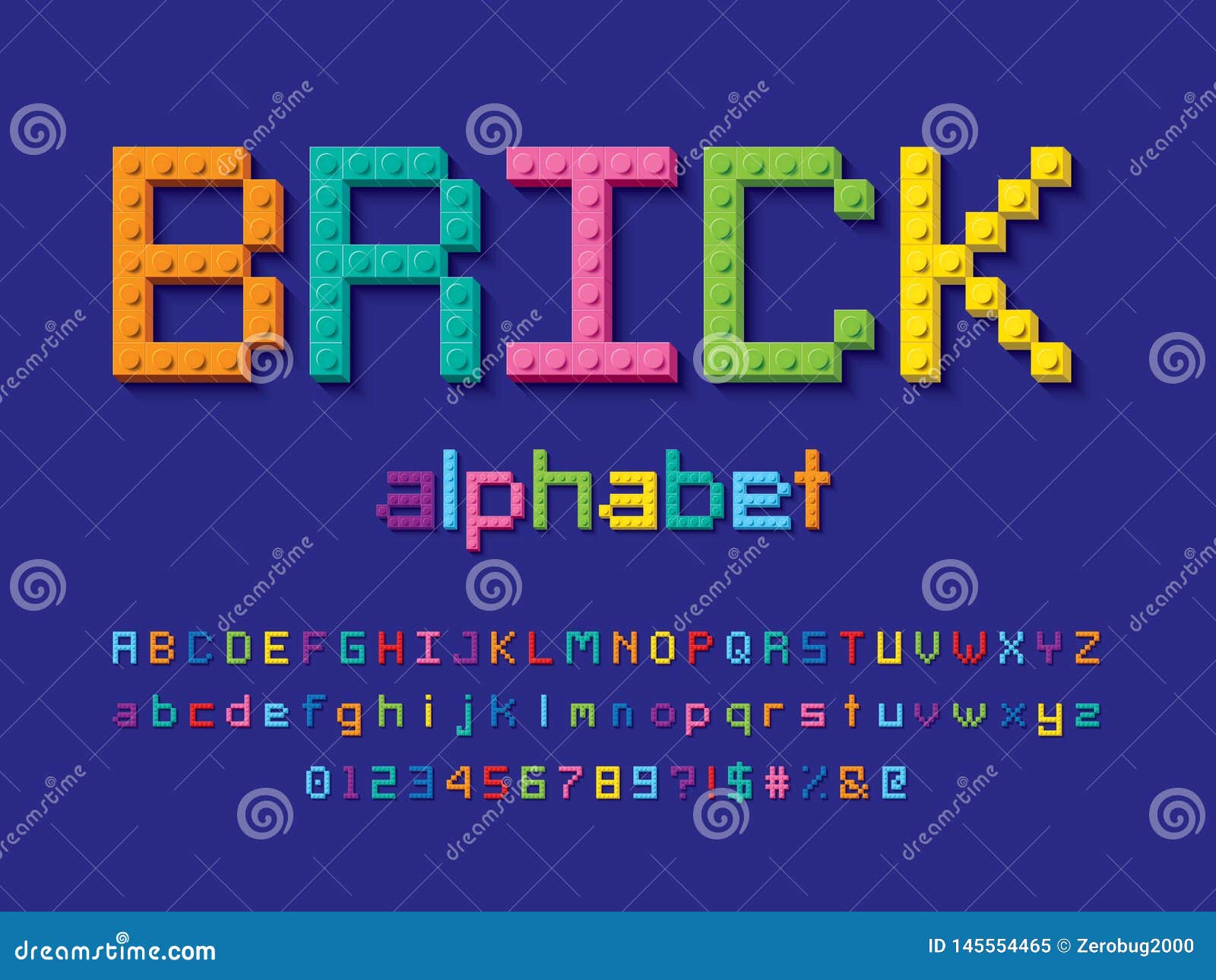Color brick font stock vector. Illustration of message 145554465