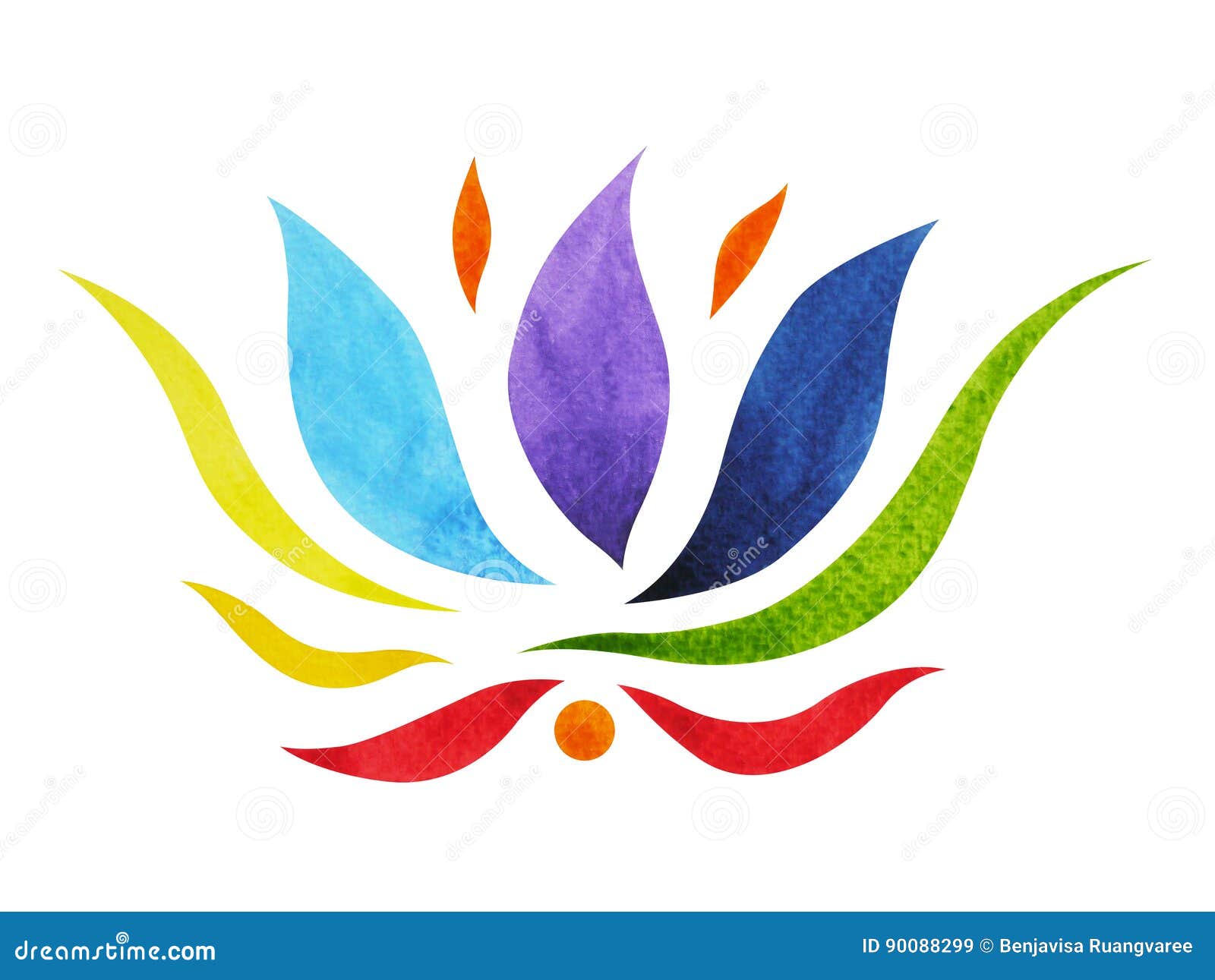 7 Color of Chakra Symbol Concept, Flower Floral, Watercolor Painting ...