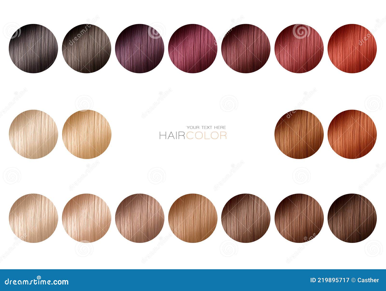 Color Chart for Hair Dye. Tints. Hair Color Palette with a Range of  Swatches Stock Illustration - Illustration of beauty, blond: 219895717