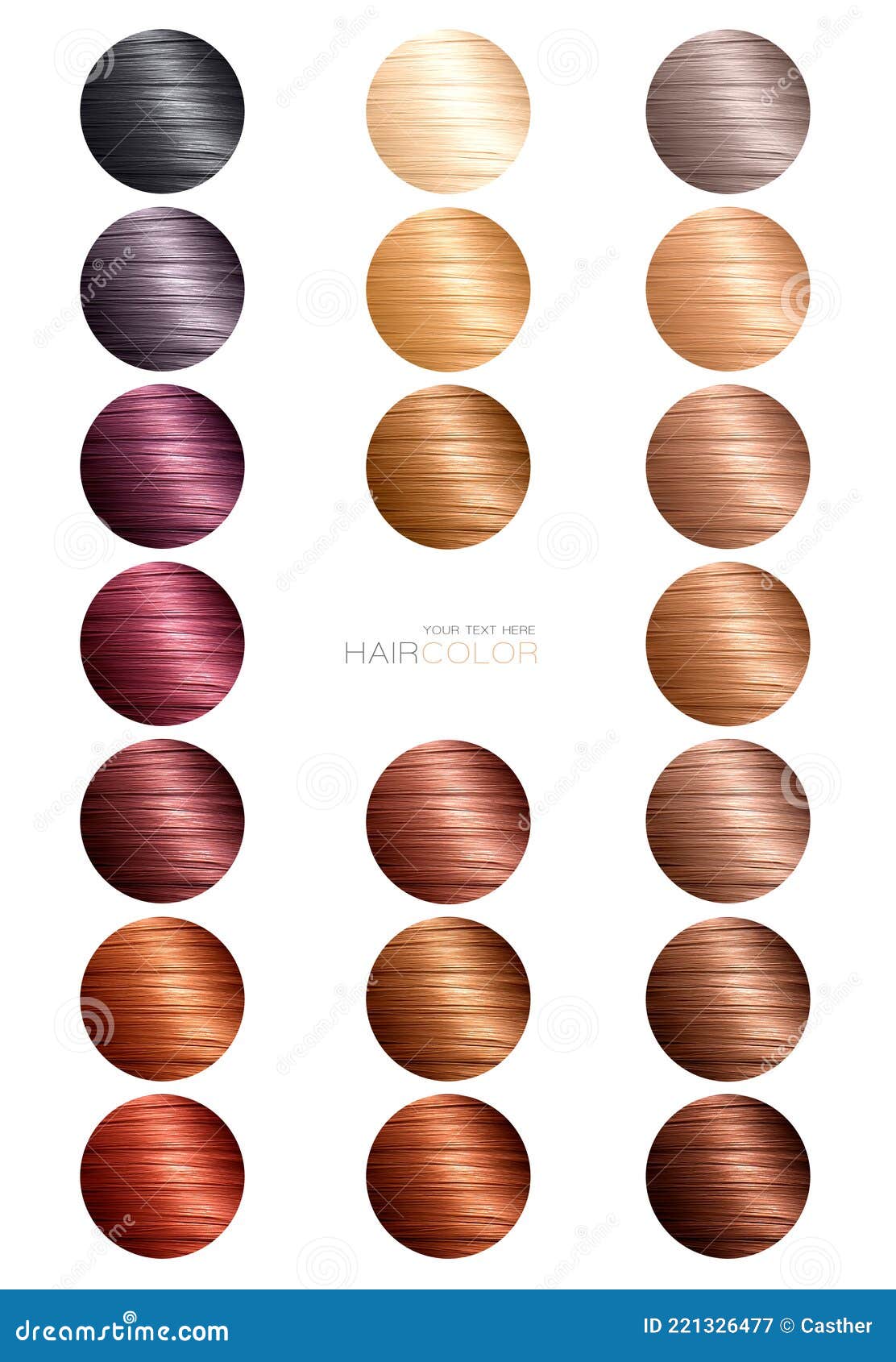 Color Chart for Hair Dye. Tints. Hair Color Palette with a Range of  Swatches Stock Image - Image of black, healthy: 221326477