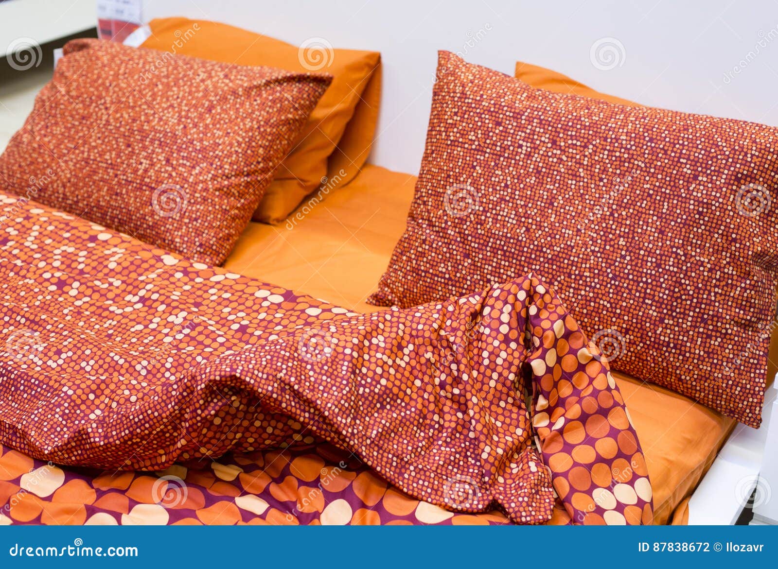 Color Clean Blankets and Pillows on the Bed Stock Photo Image of