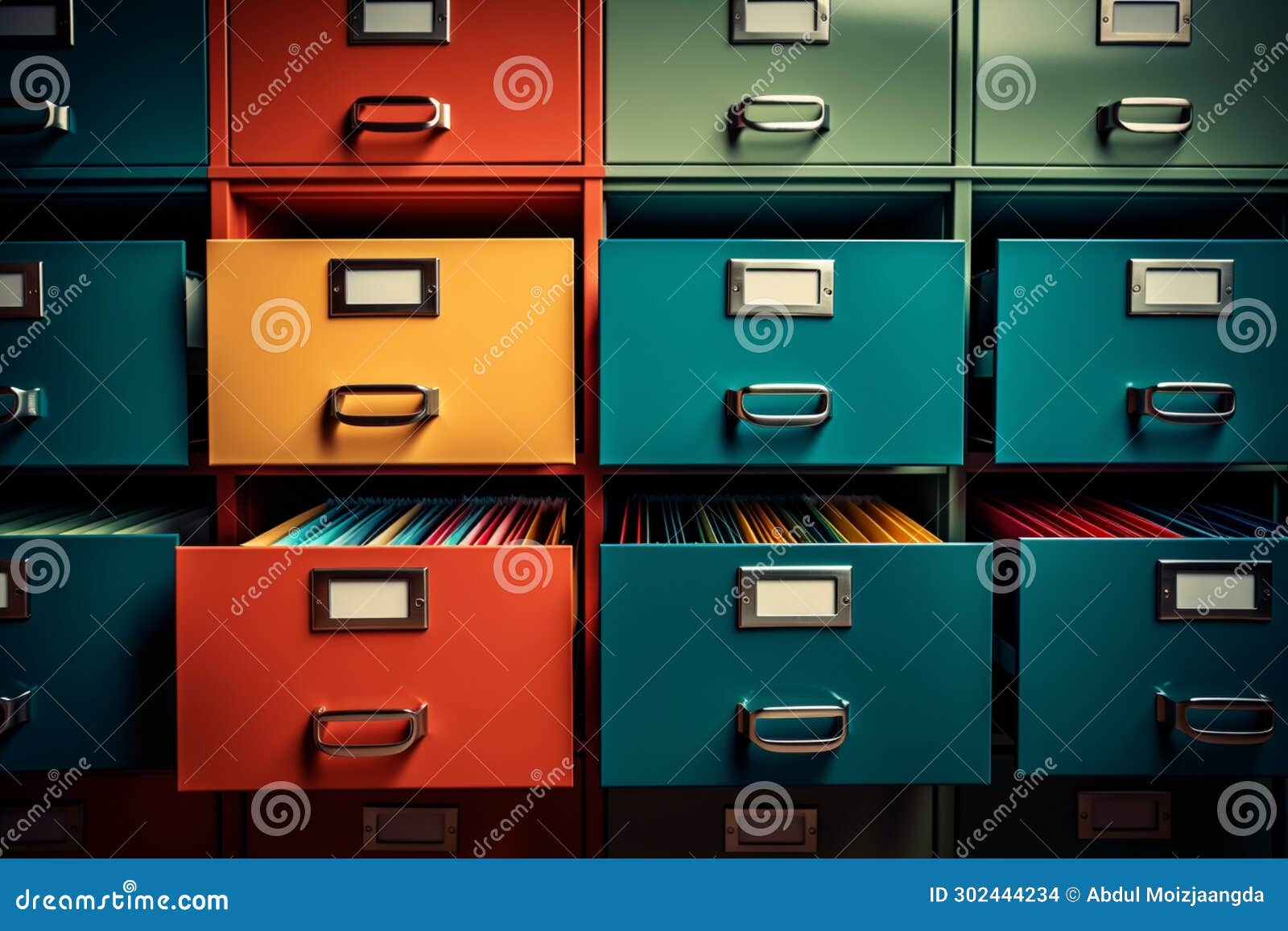 Color Coded Folders Neatly Arranged in a Practical Archive File Cabinet