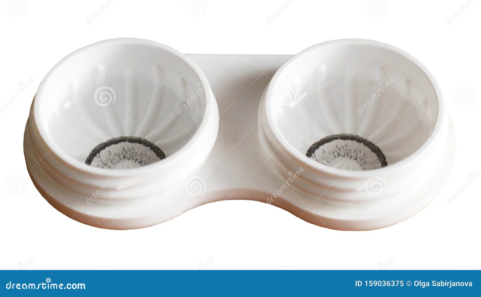 Color Contact Lens in Case with Solution Isolated on White Stock Image